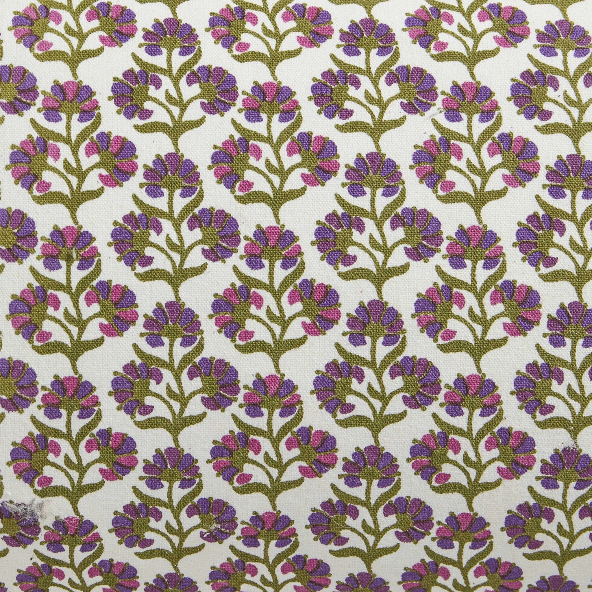 Julia 100% Cotton Box Pleat Edge Printed Sofa Cushion Cover - Purple/Green - Image 4
