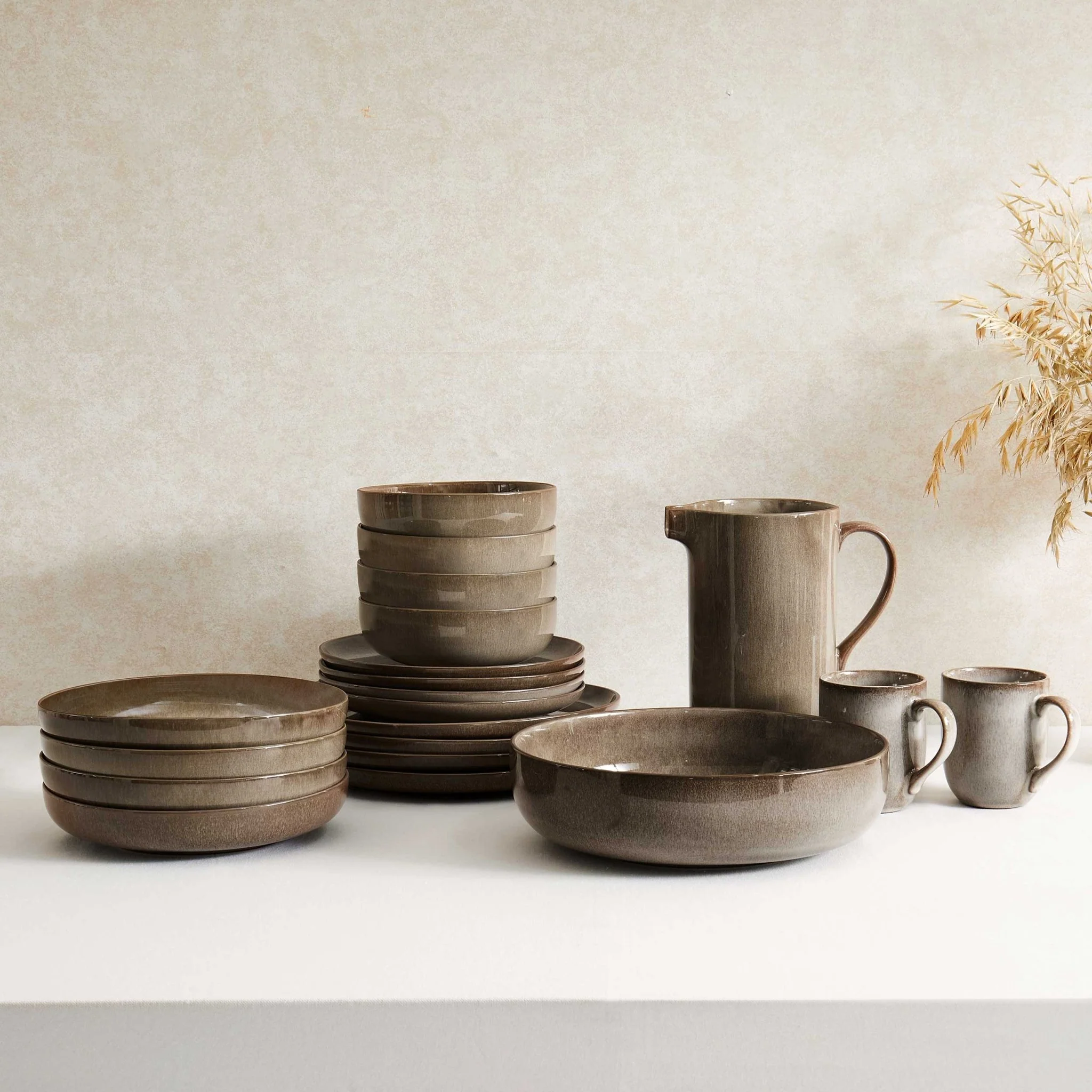 Juniper Reactive Glaze Set of 4 Side Plates - Mocha - Image 2