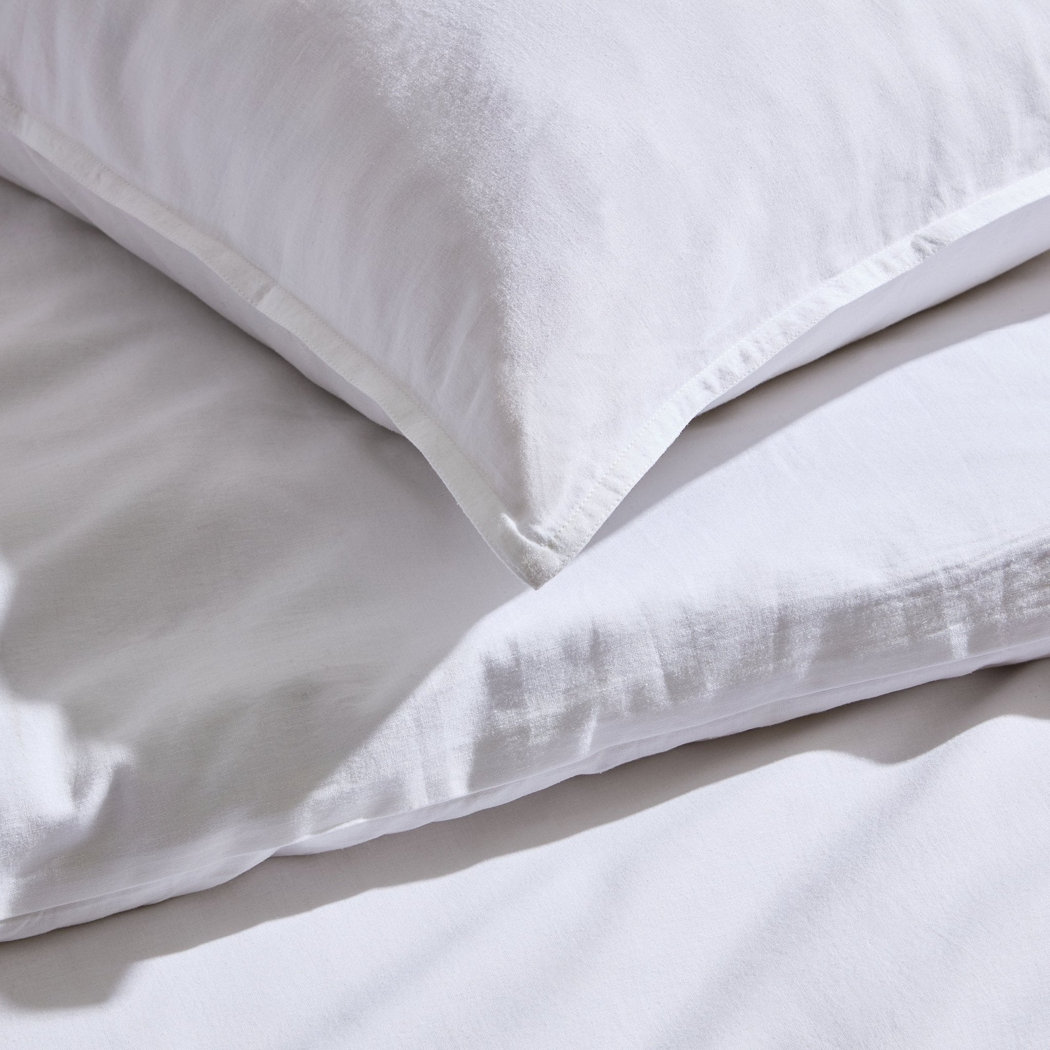 Linen Cotton Blend Duvet Cover - Chalk White - Image 6