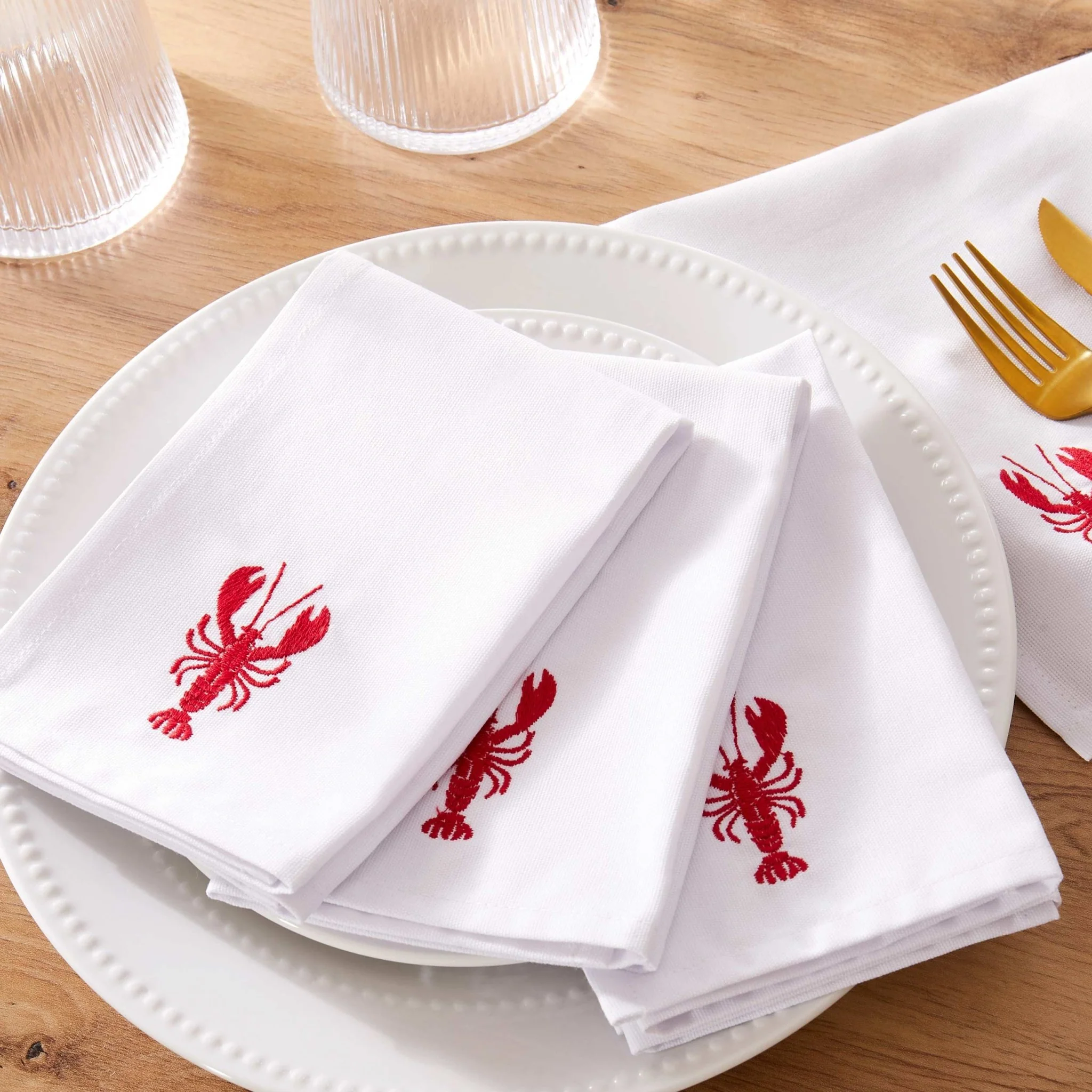 Lobster Embroidered Napkins - Set of 4 - Image 4