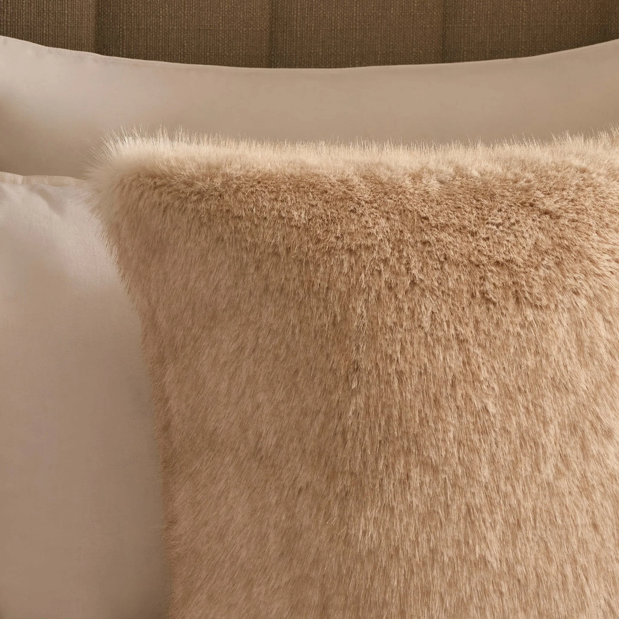 Long Faux Fur Sofa Cushion Cover - Natural - Image 4