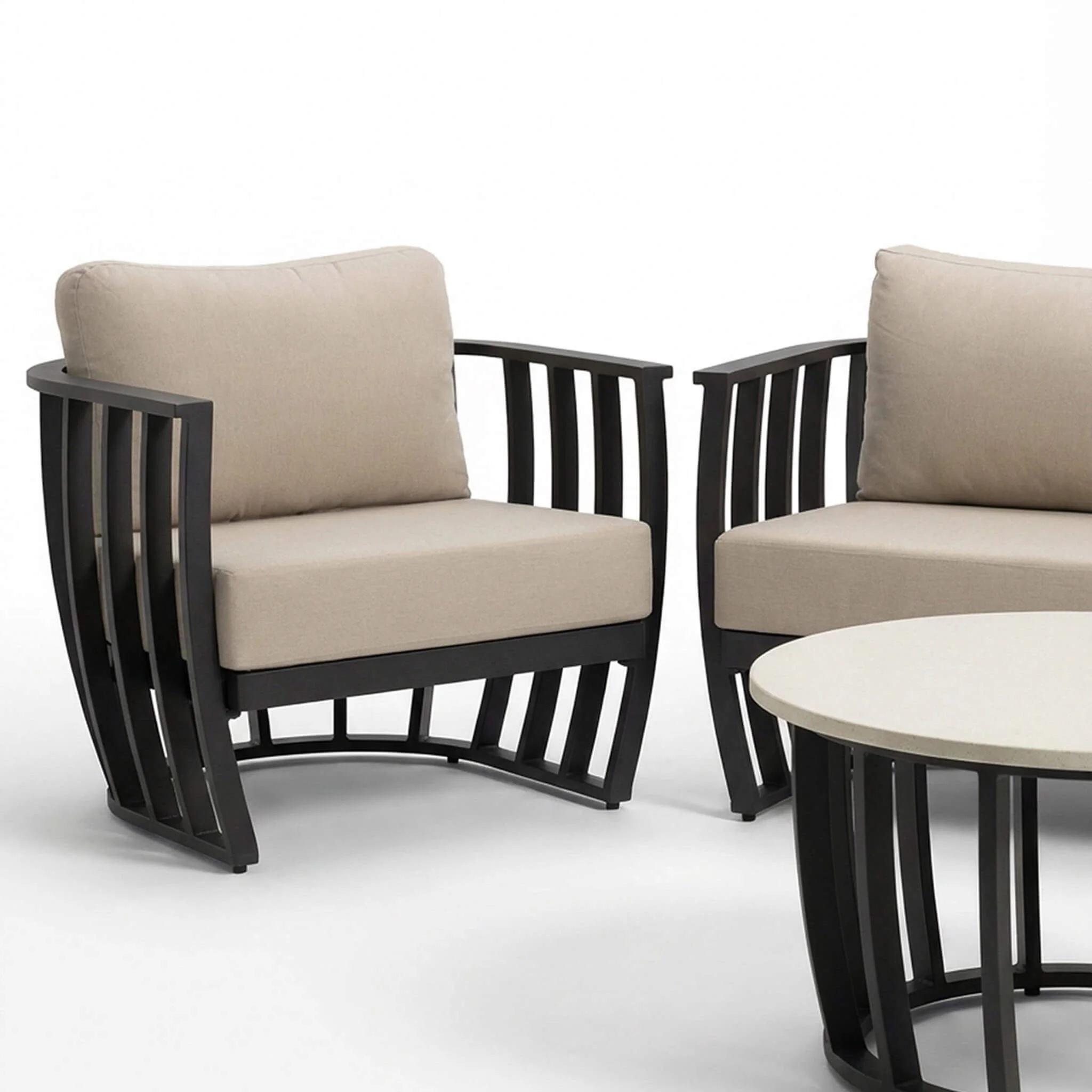 Lucca Outdoor 5 Seater Lounge Set with Coffee Table - Black - Image 10