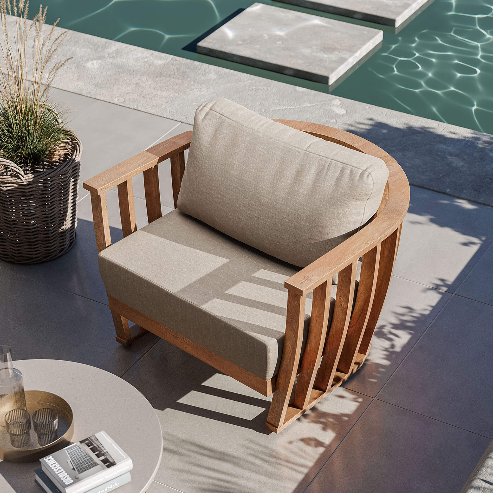 Lucca Outdoor 5 Seater Lounge Set with Coffee Table - Brown - Image 5