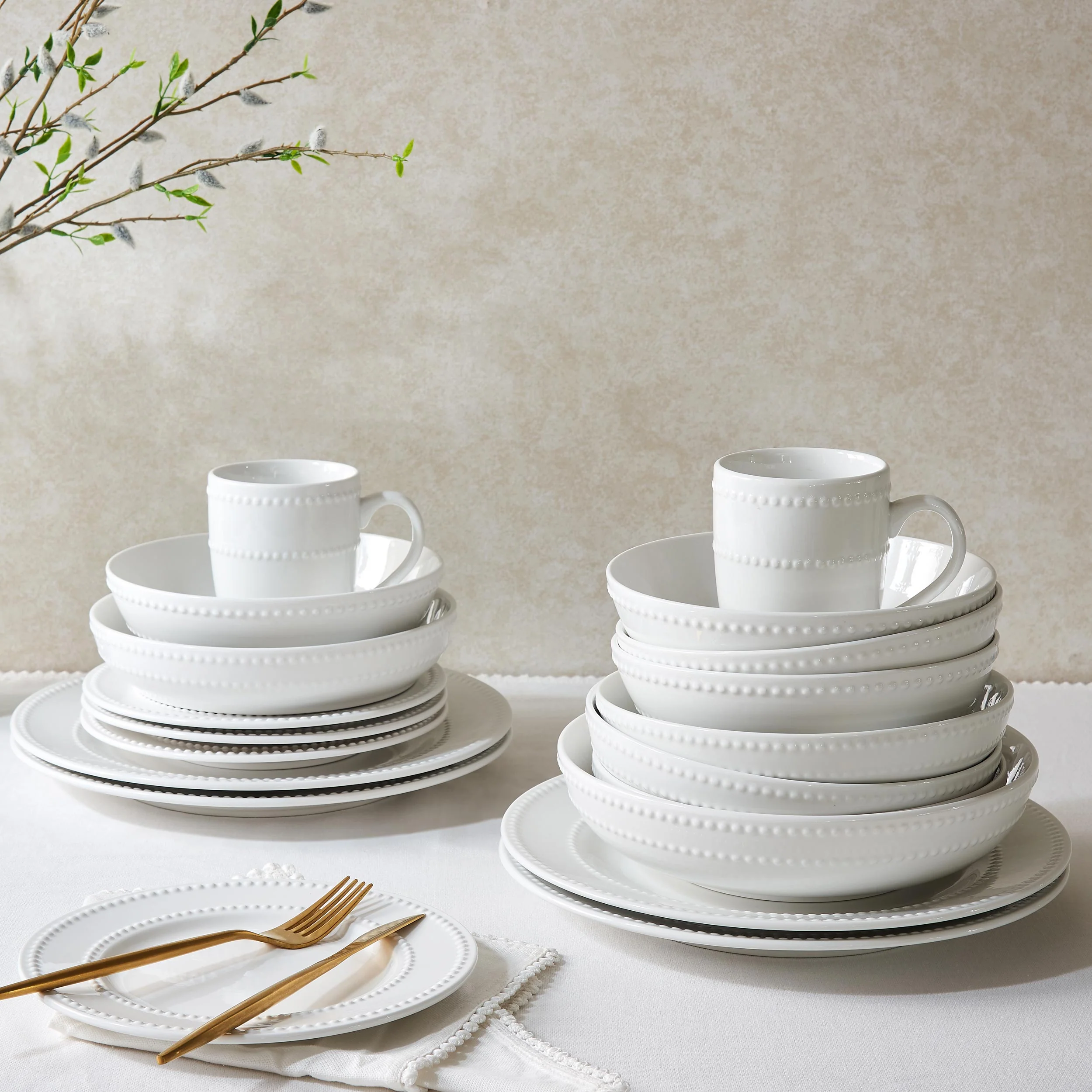 Margalo Beaded Serving Bowl - White - Image 2
