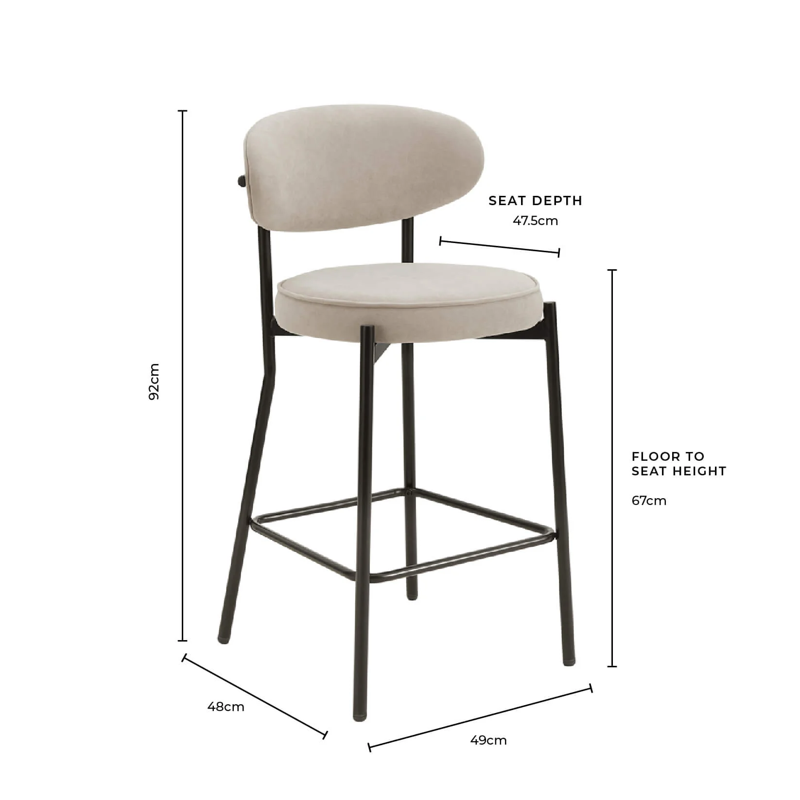 Mia Set of 2 Barstool - Matte Velvet - Burnt Orange - Image 8