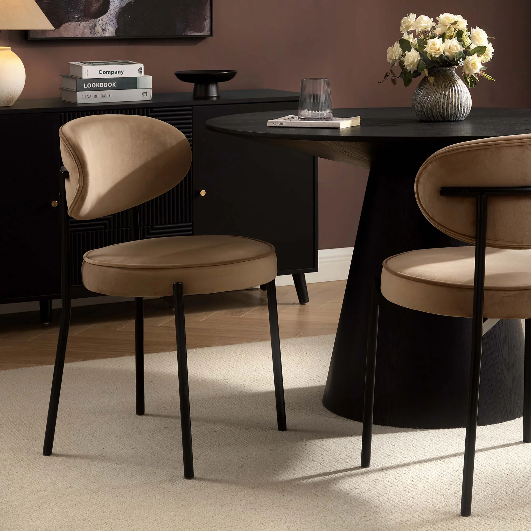 Mia Set of 2 Dining Chairs - Latte