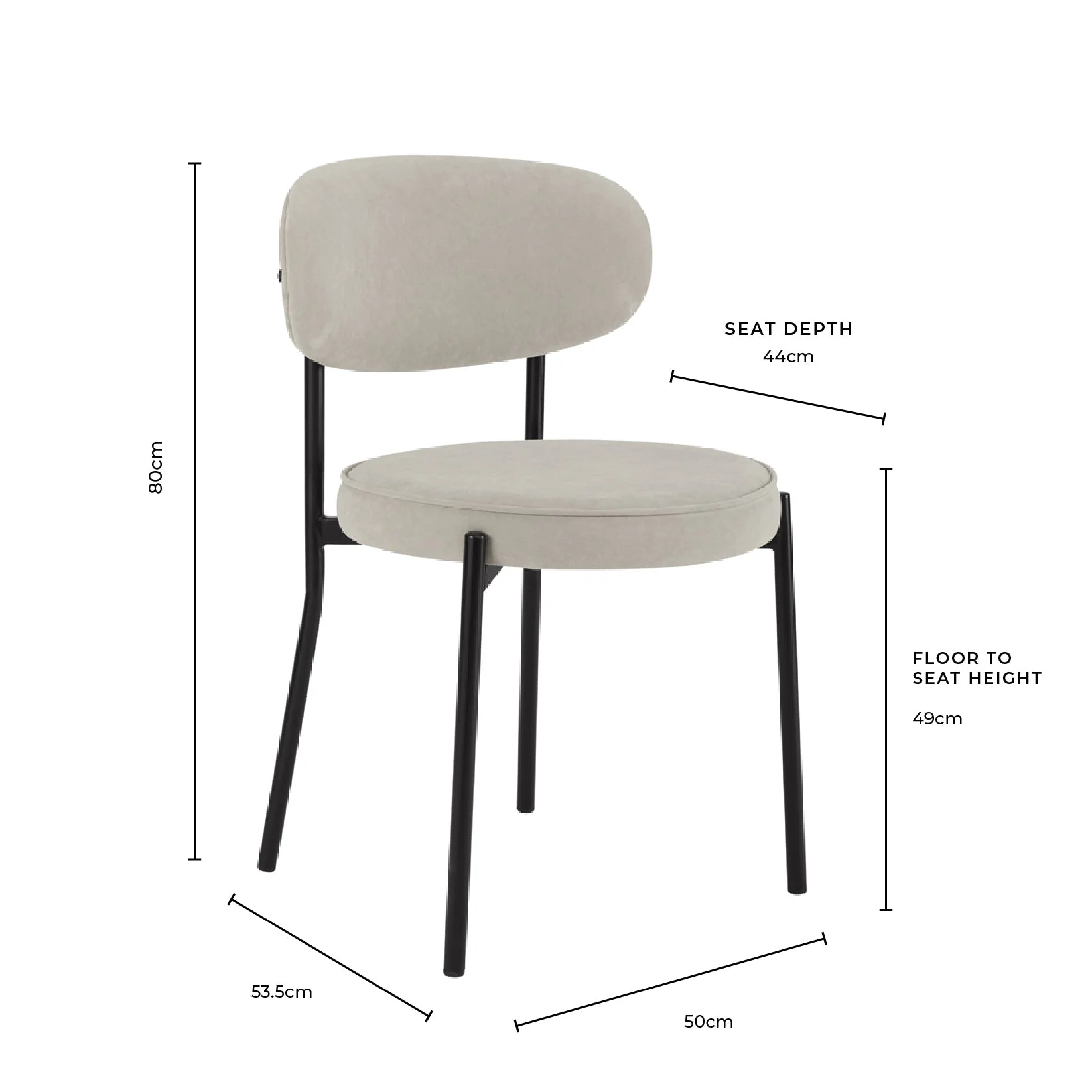 Mia Set of 2 Dining Chairs - Matte Velvet - Taupe - Image 8