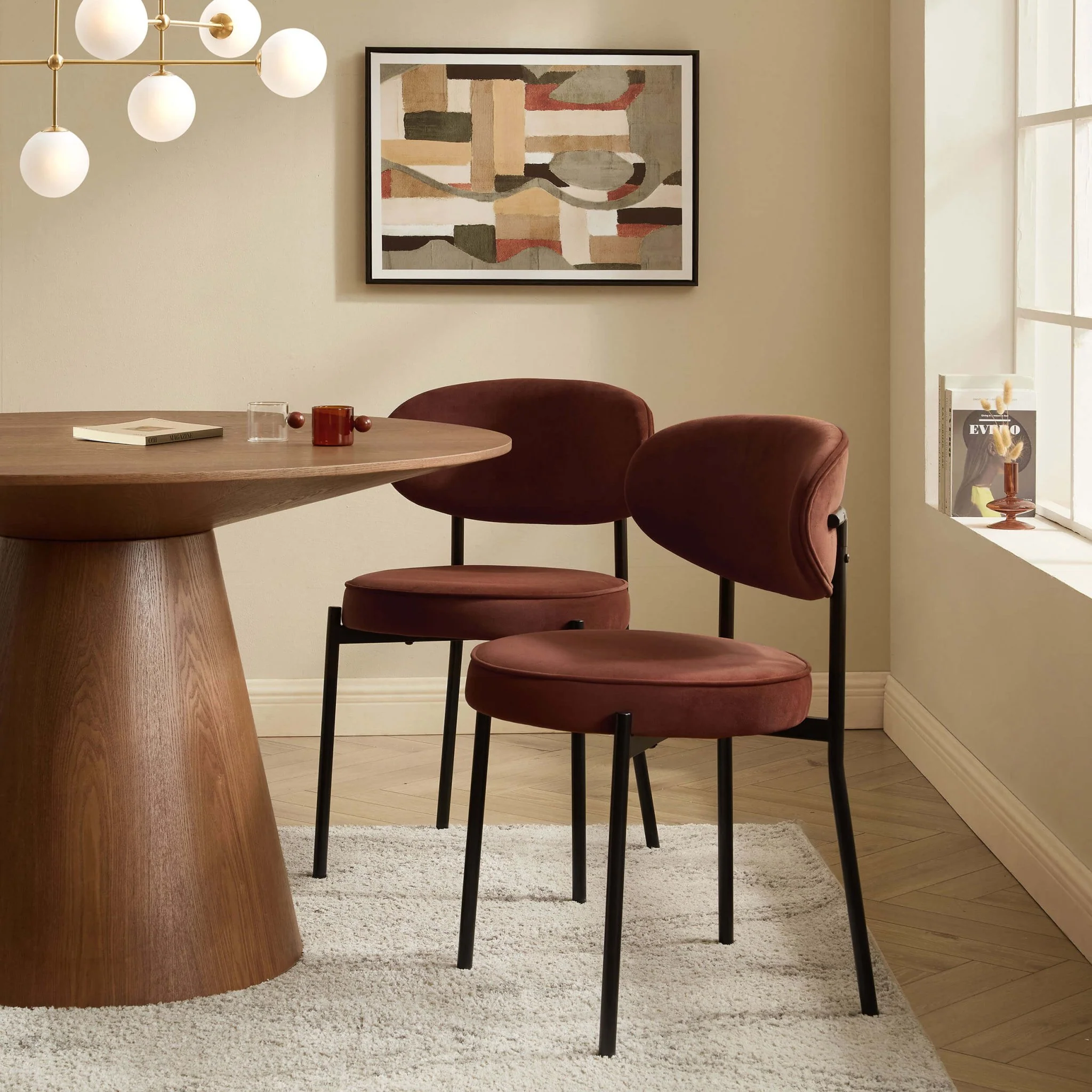 Mia Set of 2 Dining Chairs - Terracotta