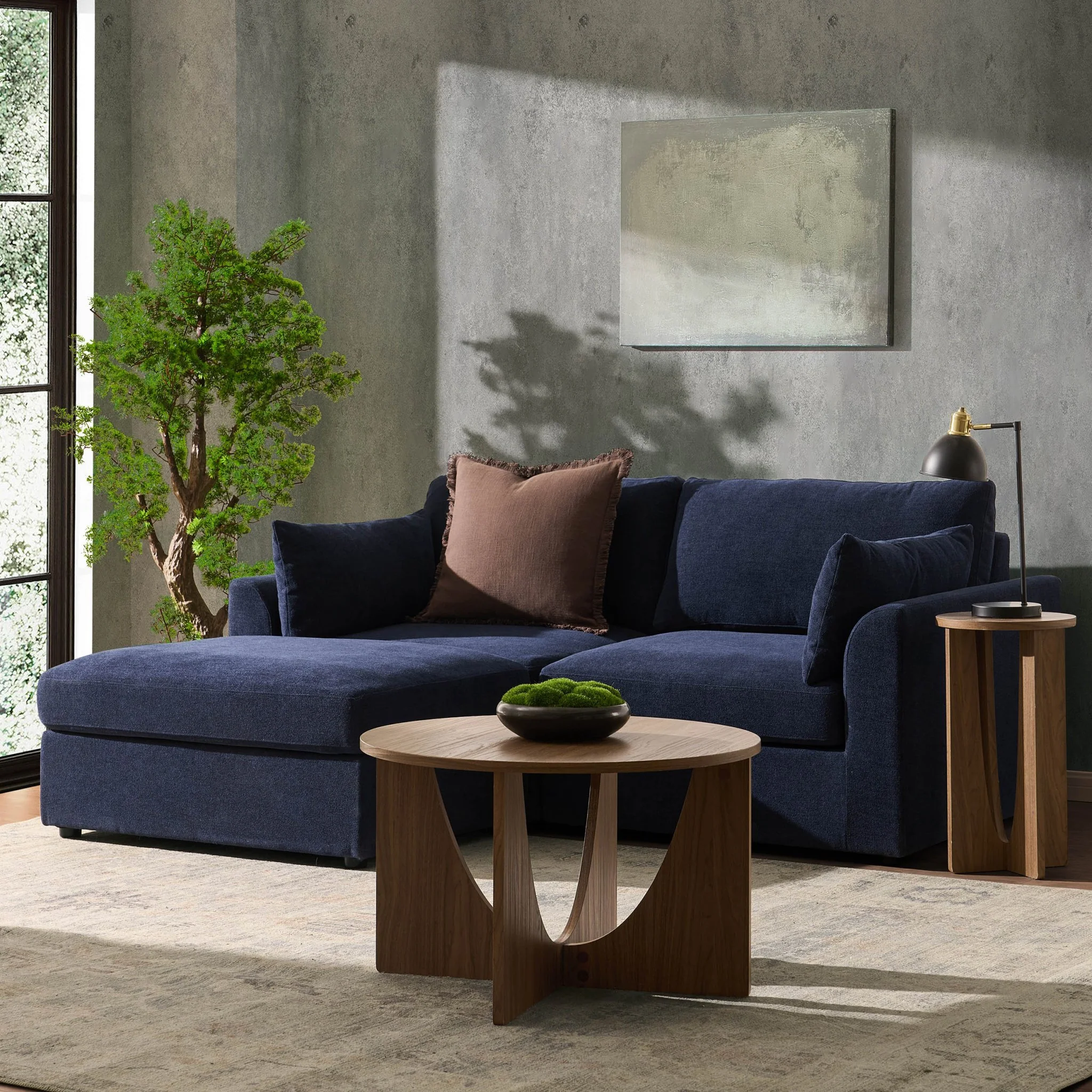 Miami Small Chaise Sofa - Chenille Navy