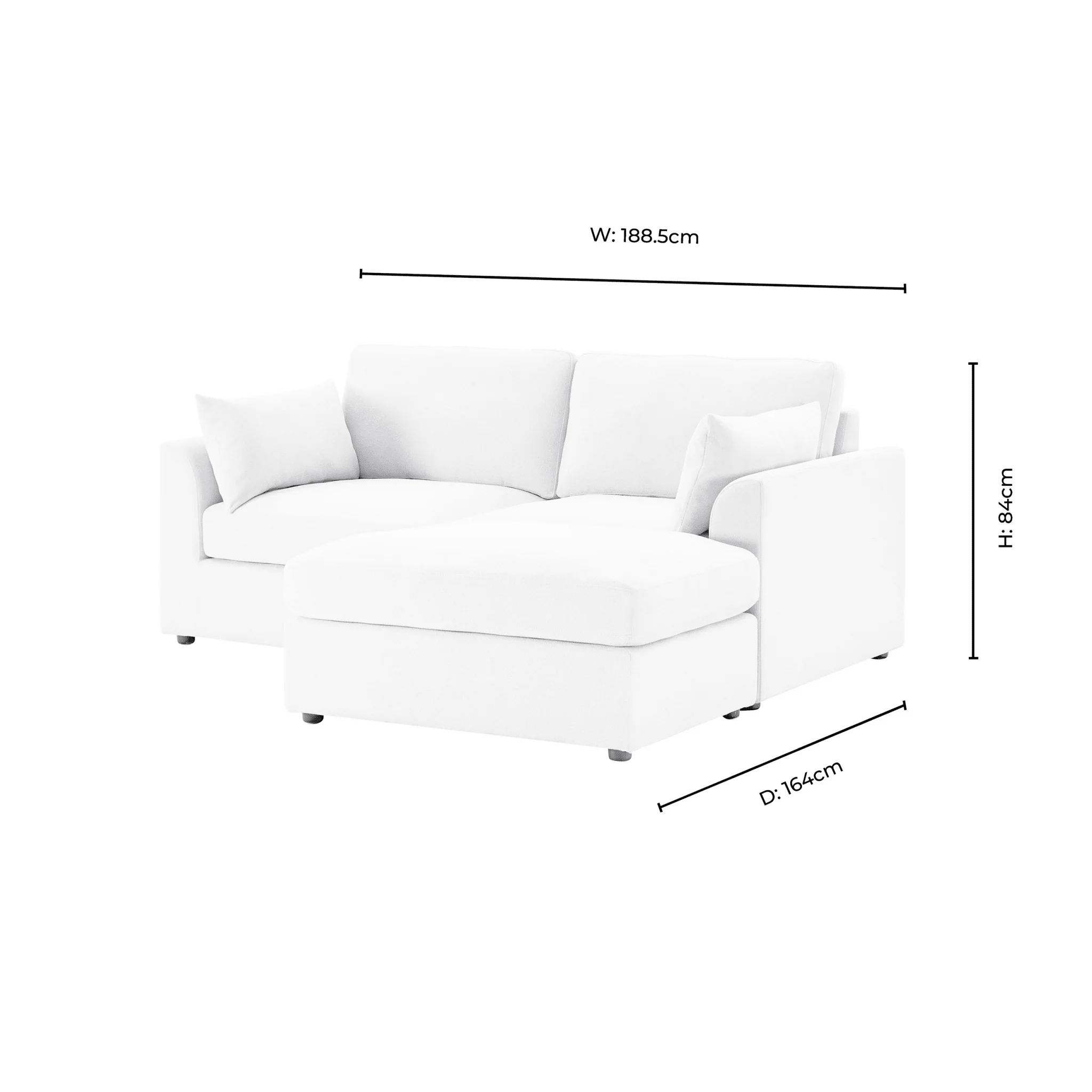 Miami Small Chaise Sofa - Chenille Oatmeal - Image 6