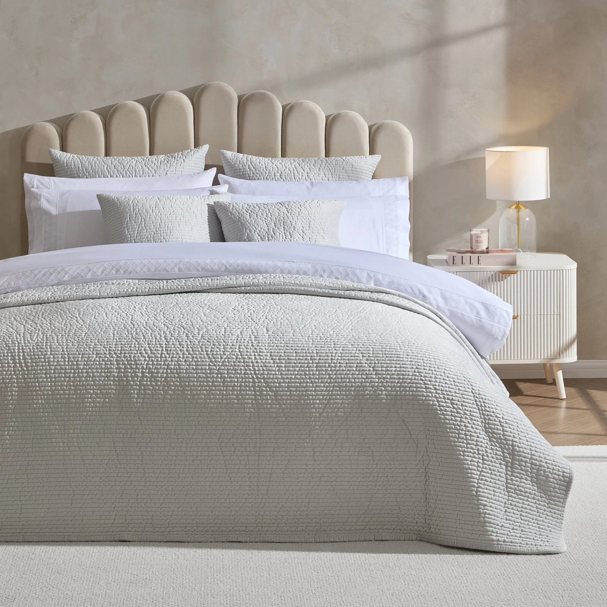 Milan Velvet Bedspread 2.5 X 2.6m - Silver