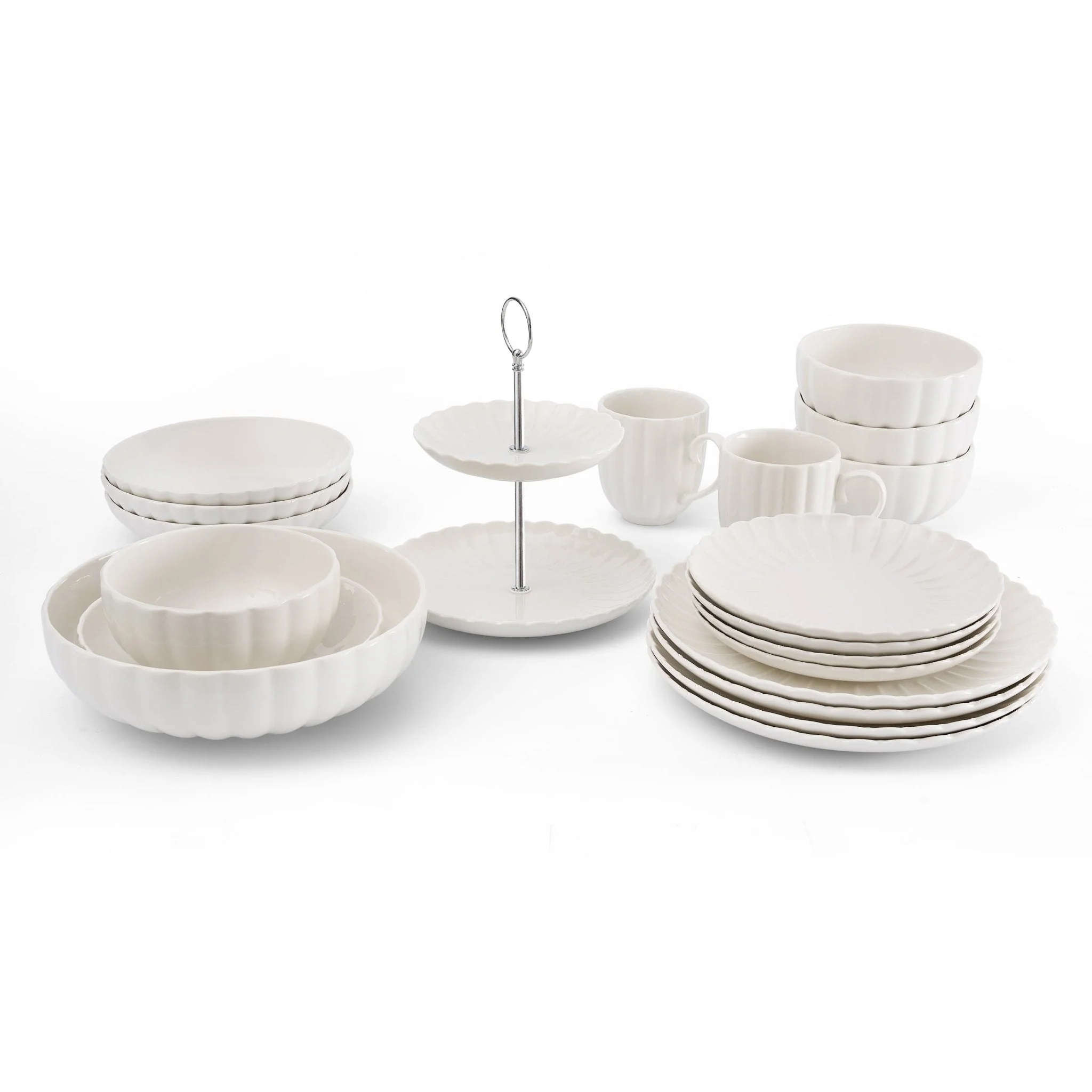 Mira Scalloped 2-Tier Cake Stand - Off White - Image 8