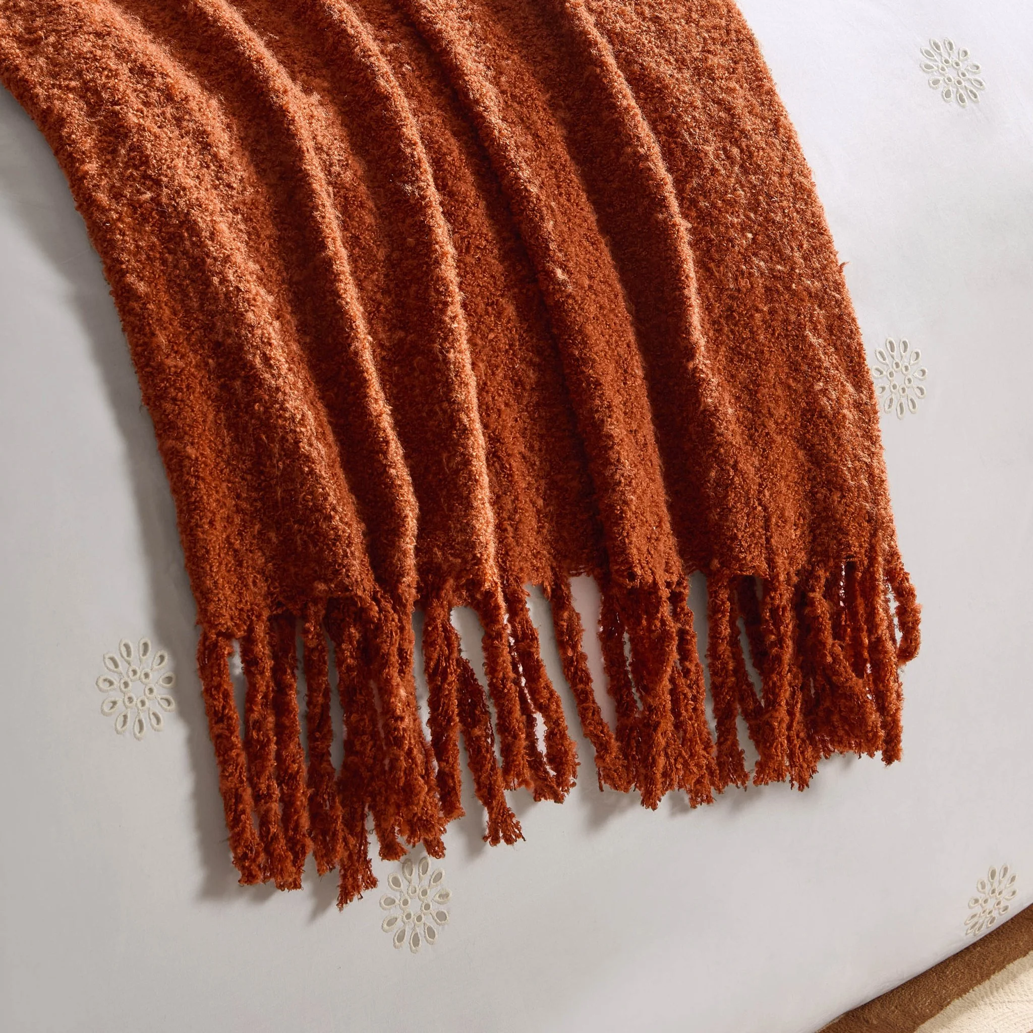 Mohair Style Throw - Burnt Orange - Image 2