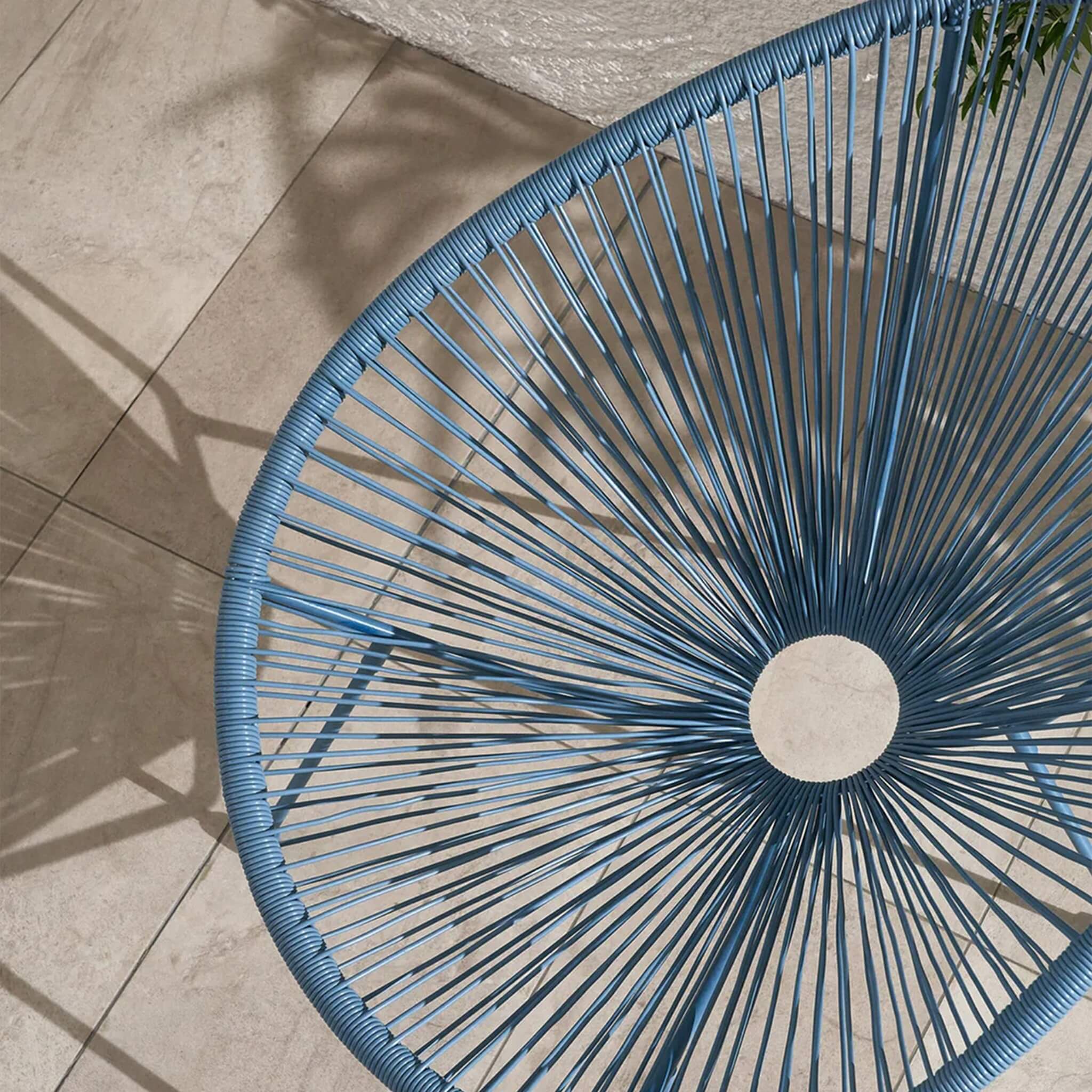 Monaco Outdoor 2 Seater Round Bistro Table and Egg Chairs - Blue - Image 3