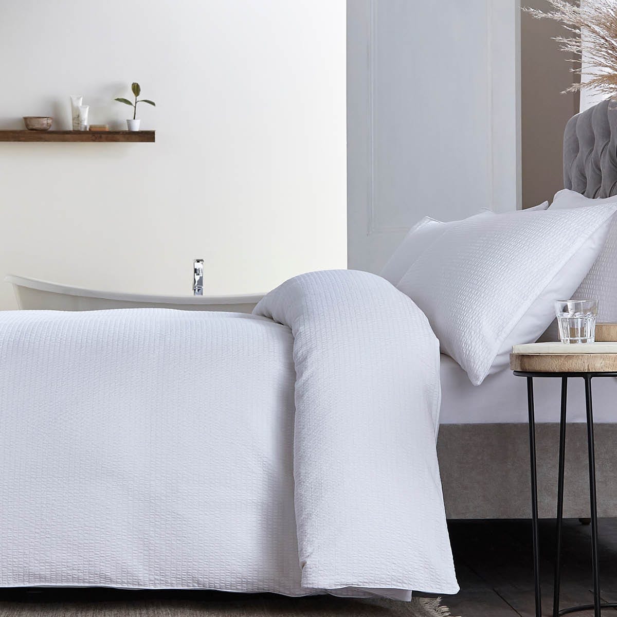 Mykonos 200 Thread Count Seersucker Duvet Cover - Cotton - White - Image 3