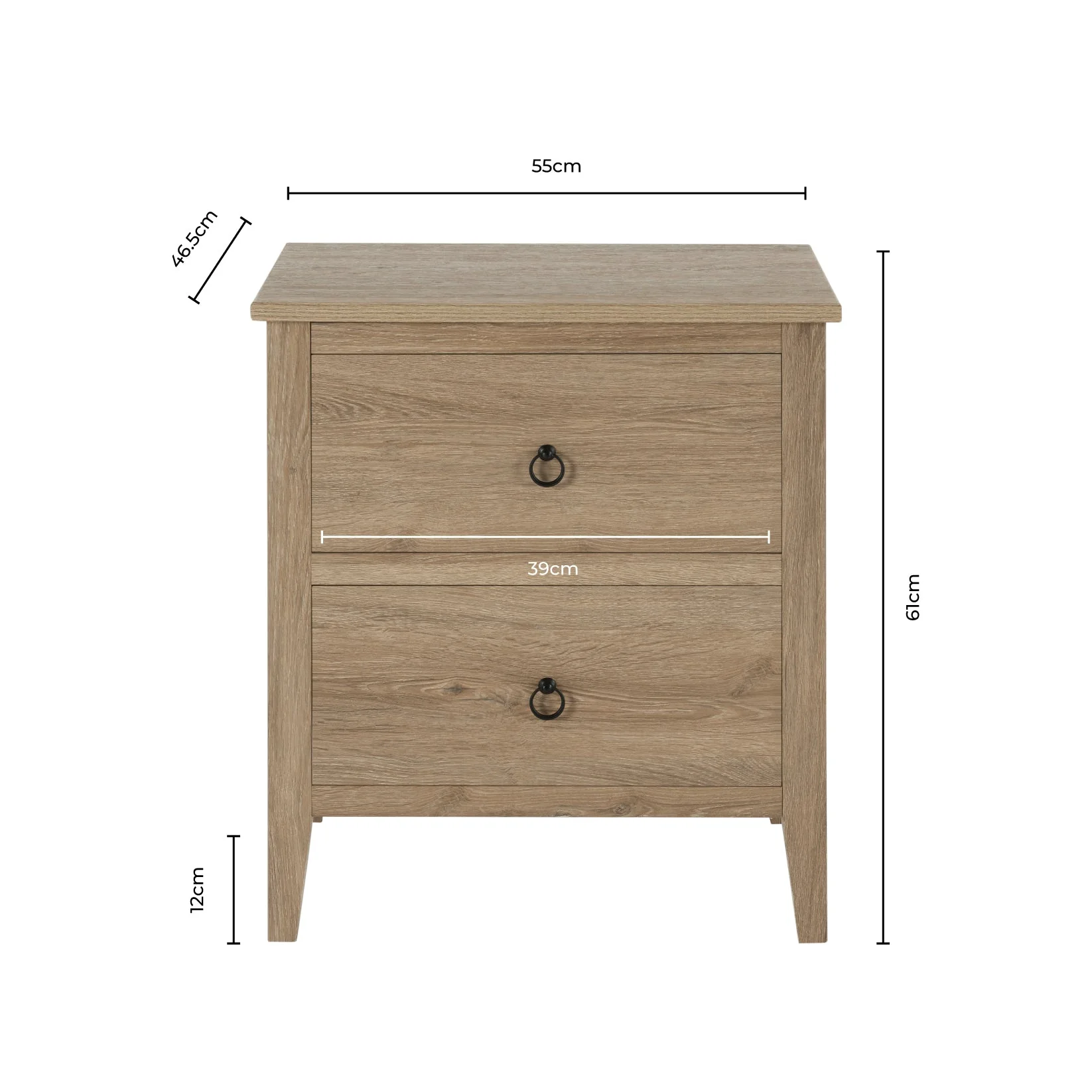 Nell 2 Drawer Bedside Table - Wood - Image 13