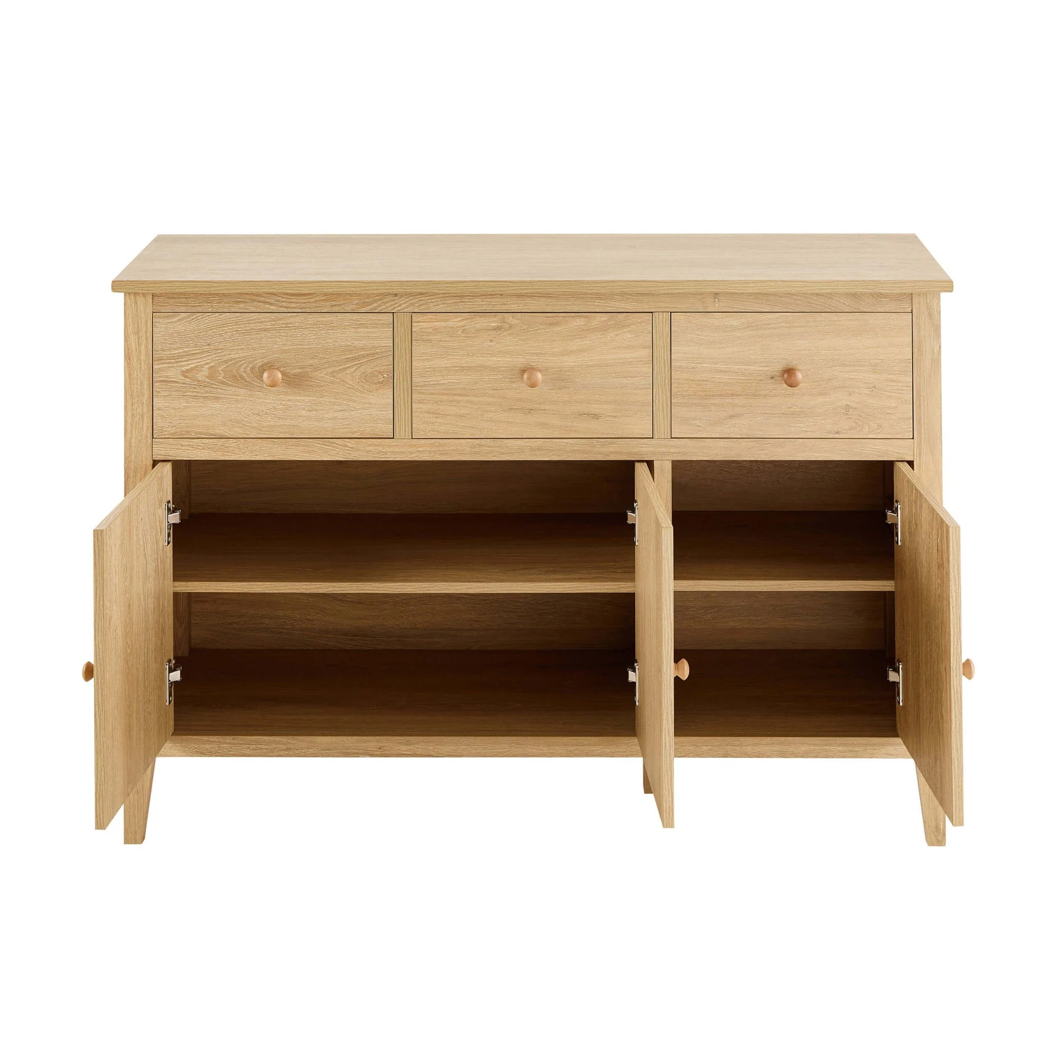 Nell 3 Door Sideboard with Drawers - Light Wood - Image 5