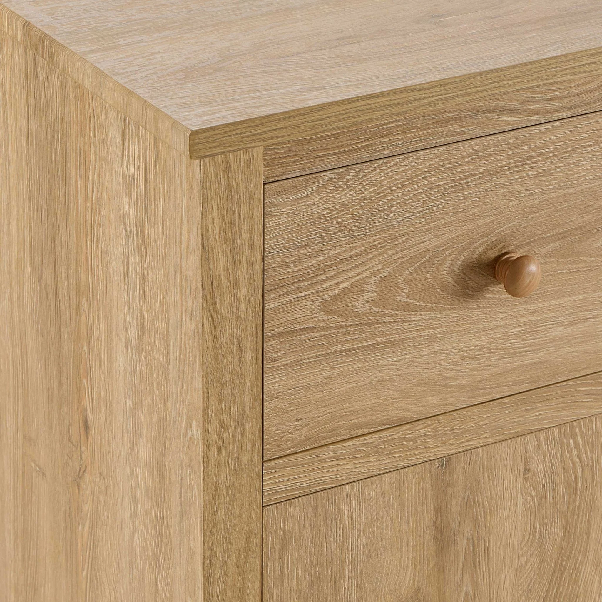 Nell 3 Door Sideboard with Drawers - Light Wood - Image 7