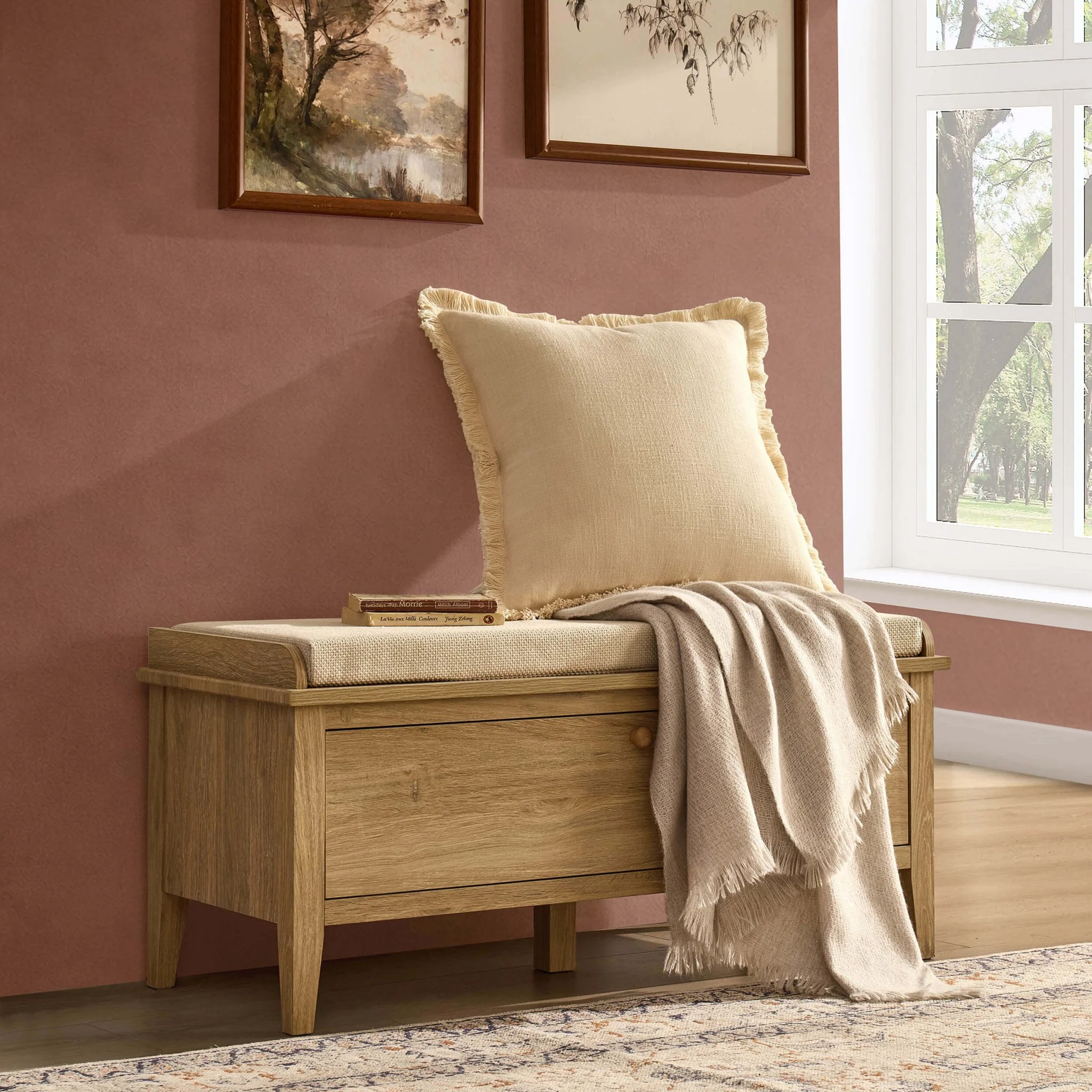 Nell Seated Storage Cabinet  - Light Wood