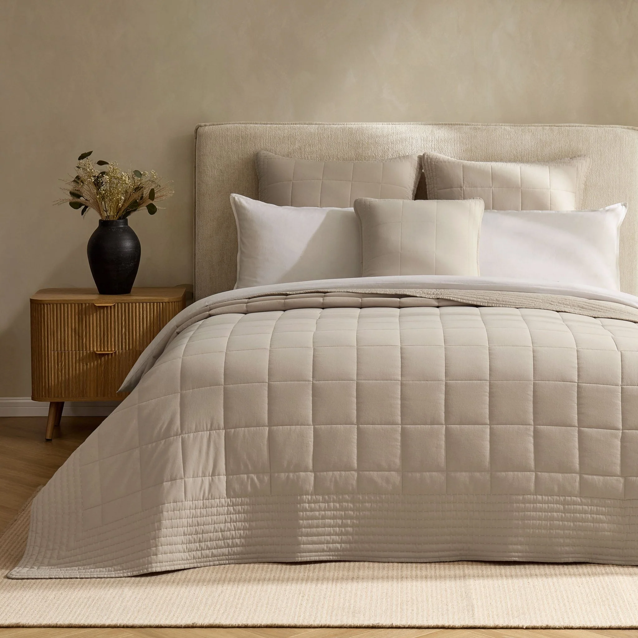Oxford Cotton Rich Quilted Bedspread - Champagne - Image 2