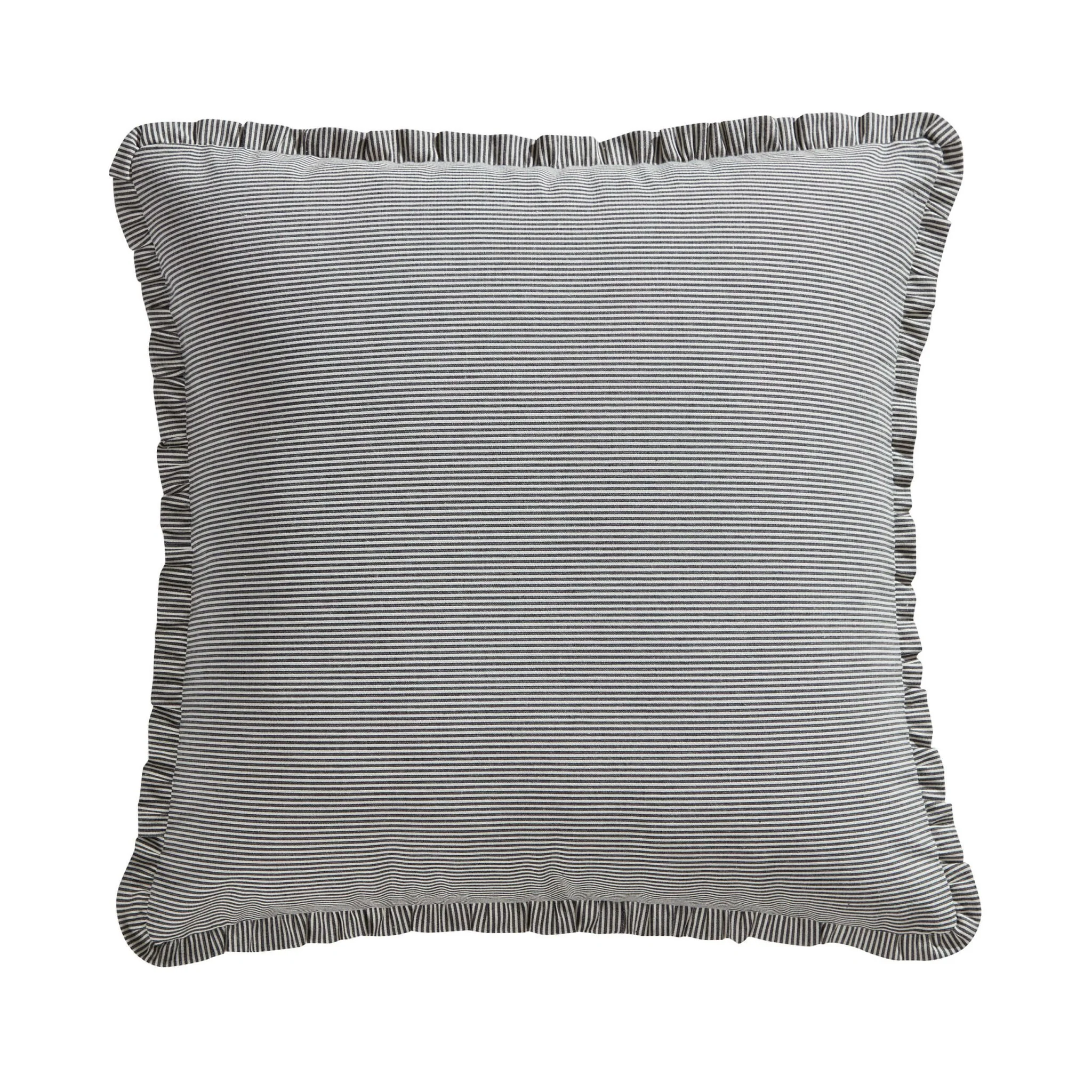 Pack of 2 Stripe Frill Edge Waterproof Outdoor Cushion Covers - Charcoal - Image 2