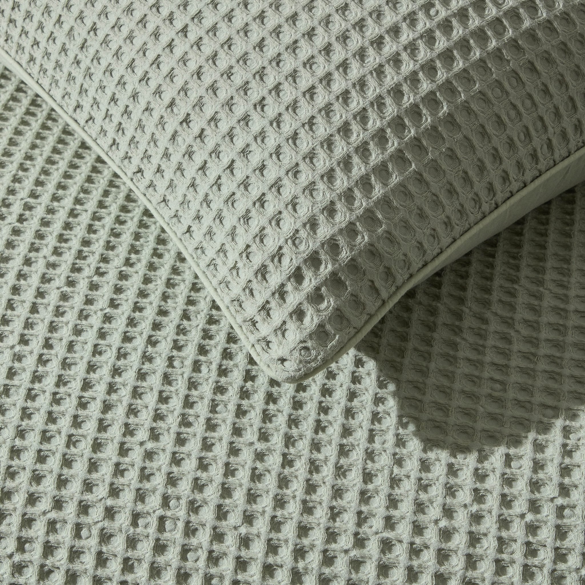 Portofino Waffle 100% Cotton Pair of Pillowcases 200 Thread Count - Sage Green - Image 2