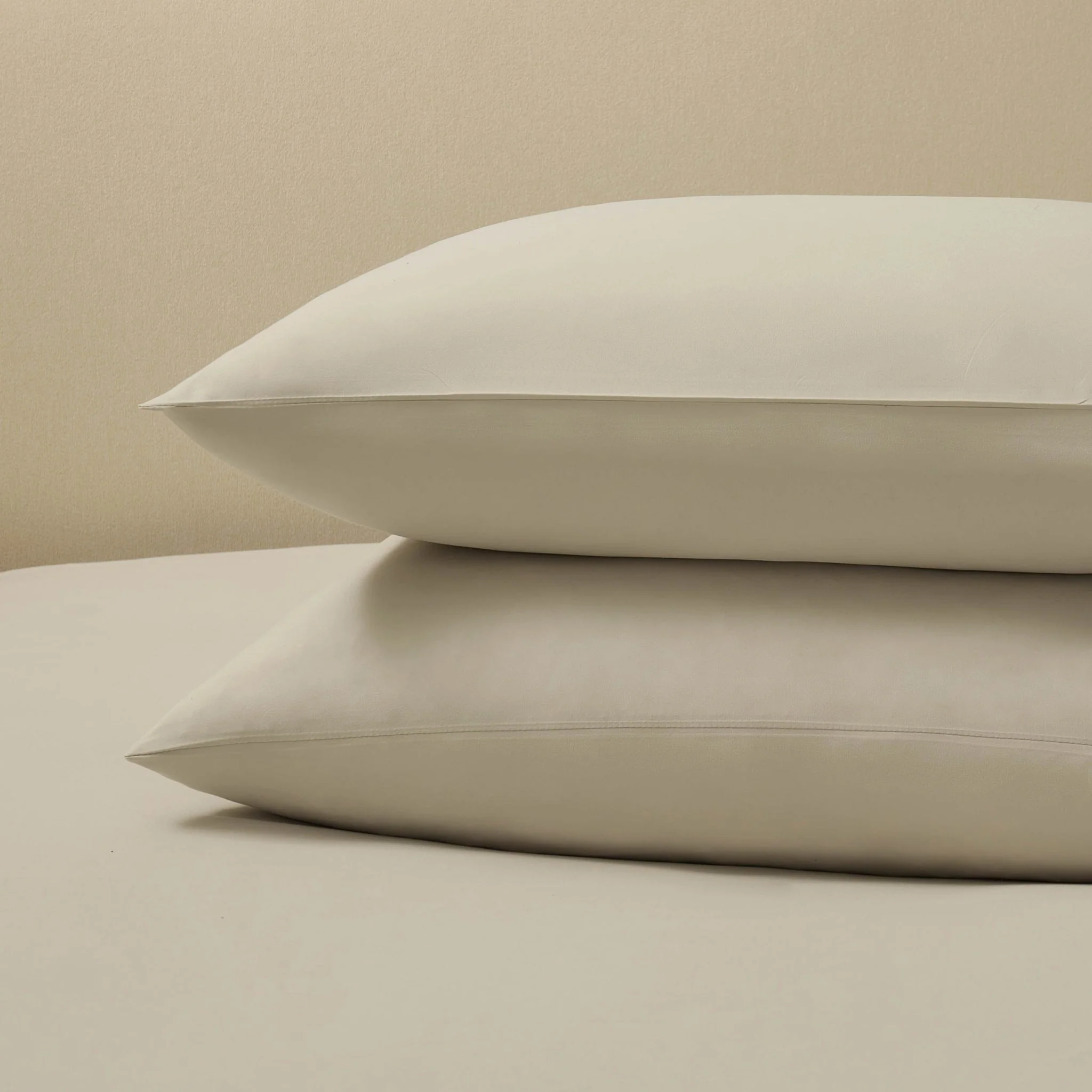 Pair of Soft Touch Microfibre Pillowcases - Stone - Image 4