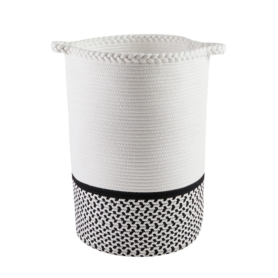 Plait Rope Storage Basket - Off White/Black - Image 5