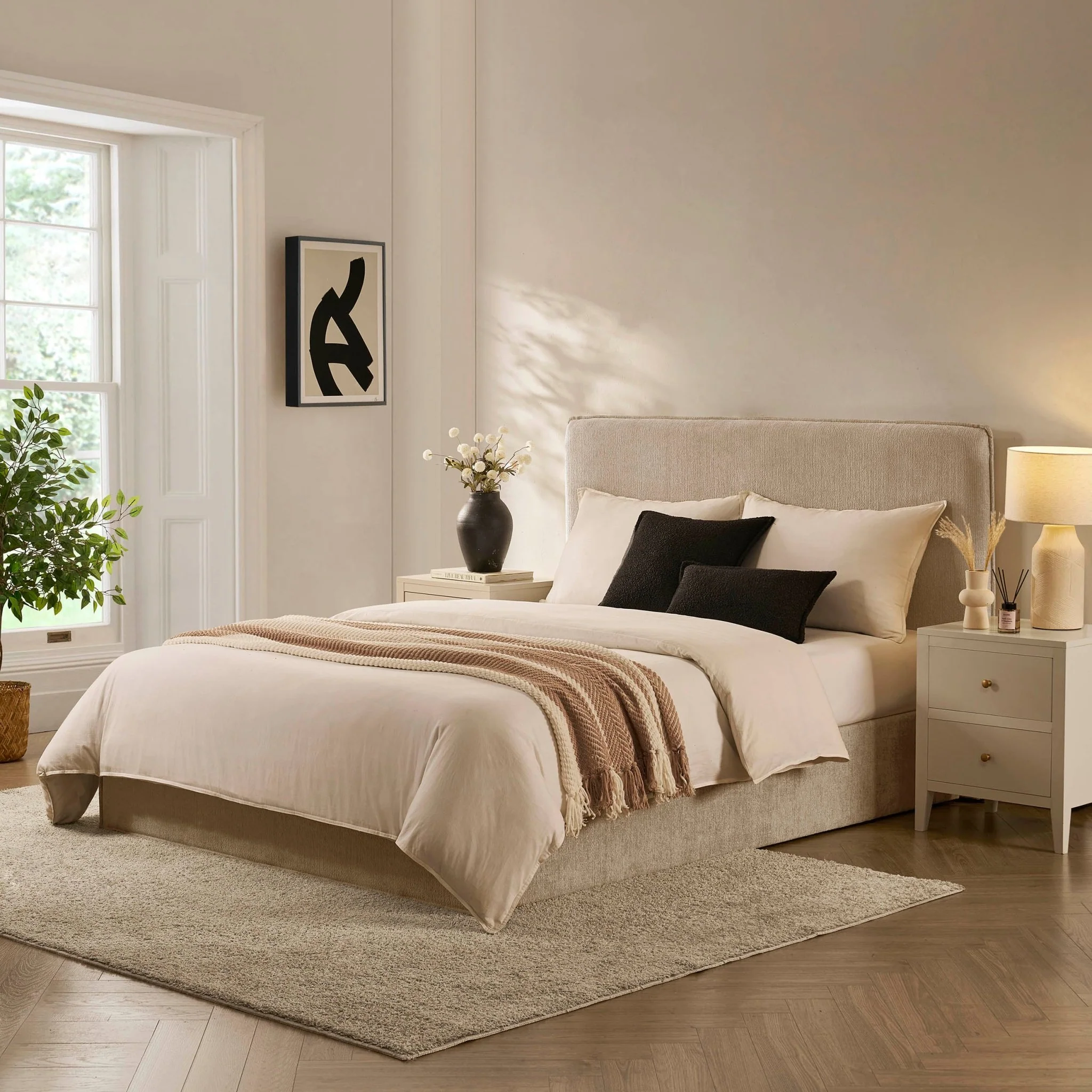 Poppy 2 Drawer Bedside Table - Taupe - Image 9