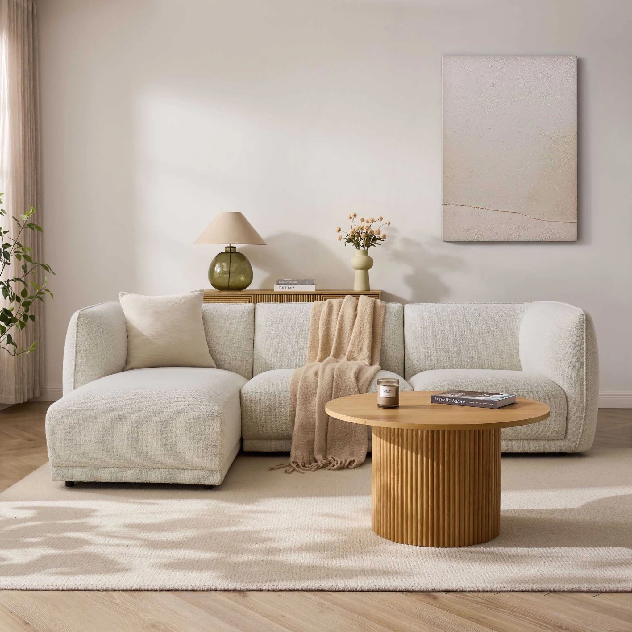 Porto Left Hand Modular Chaise - Boucle Ivory