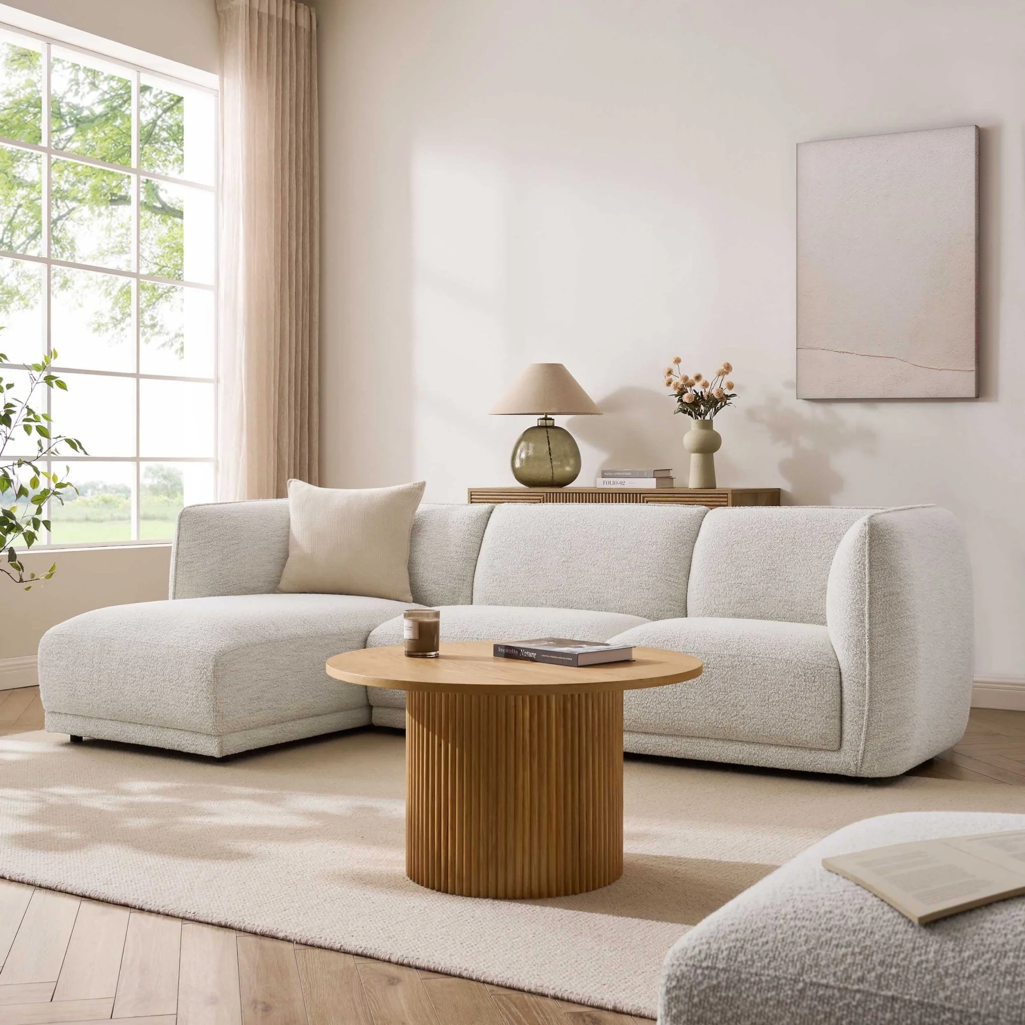 Porto Left Hand Modular Chaise - Boucle Ivory - Image 2