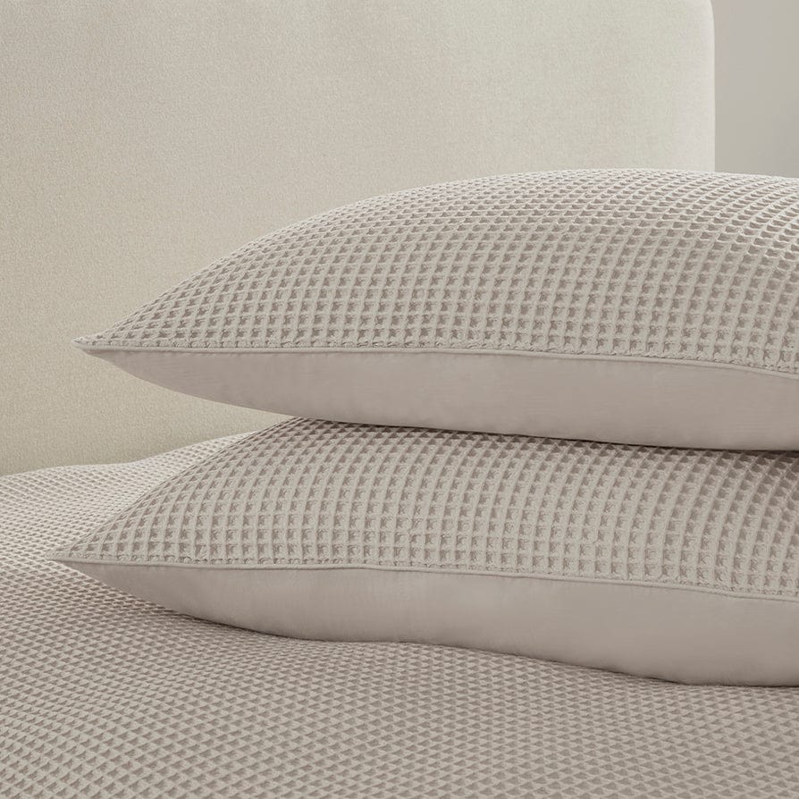 Portofino Waffle 100% Cotton Pair of Pillowcases 200 Thread Count - Natural