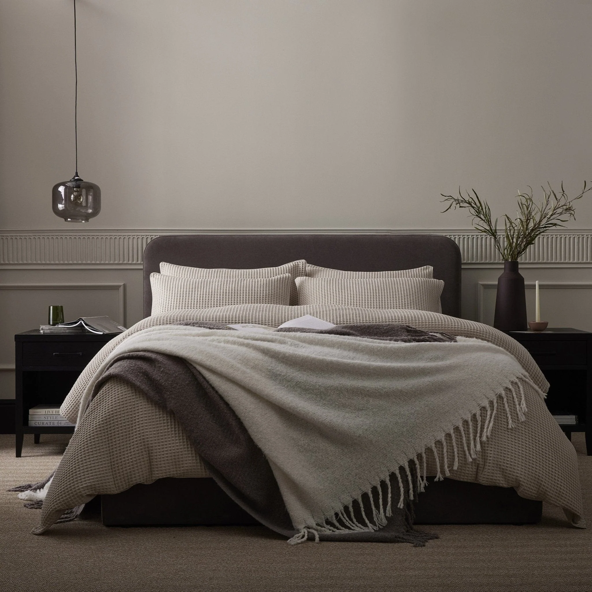 Portofino Waffle 100% Cotton Pair of Pillowcases 200 Thread Count - Natural - Image 3