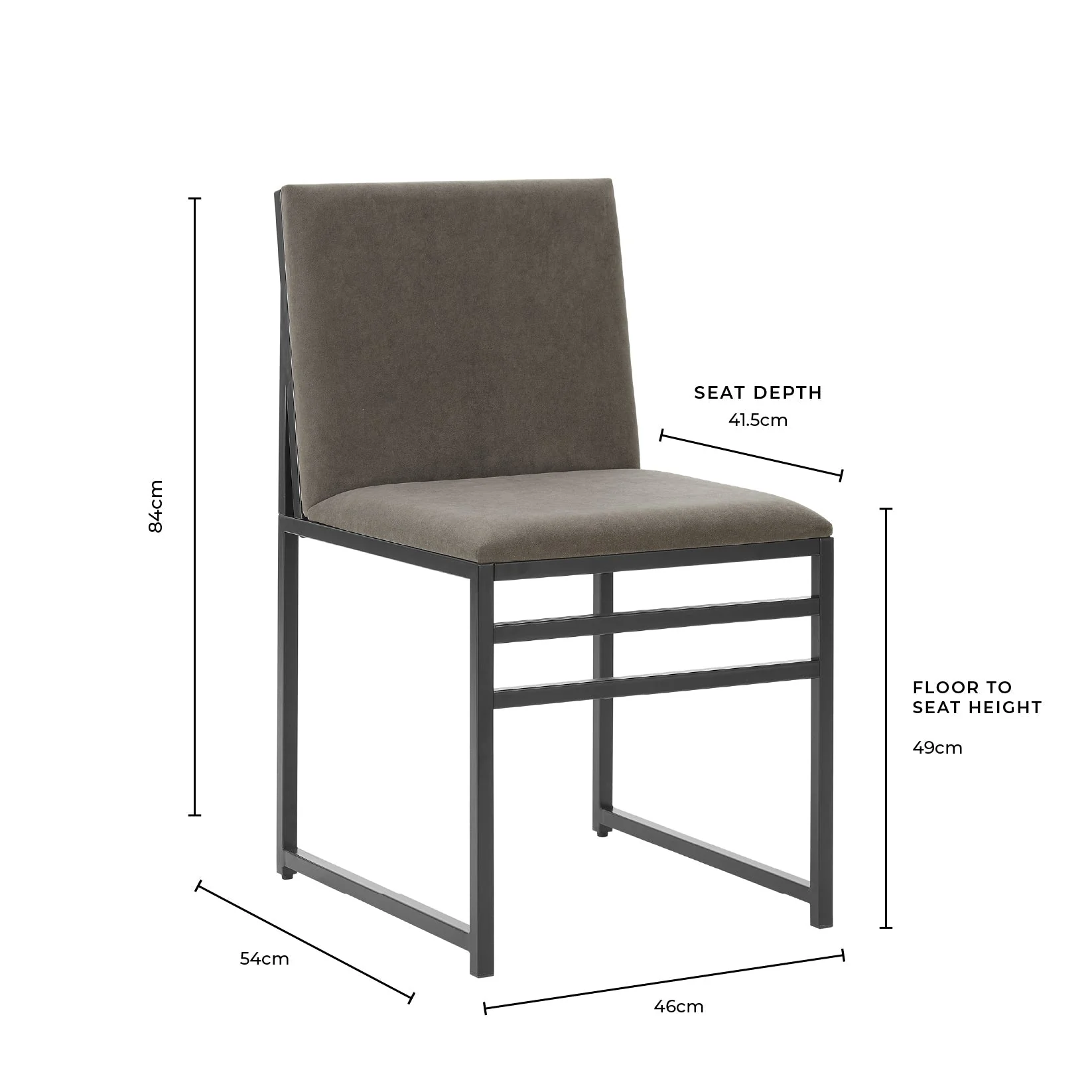 Rae Set of 2 Dining Chairs - Velvet - Charcoal - Image 9