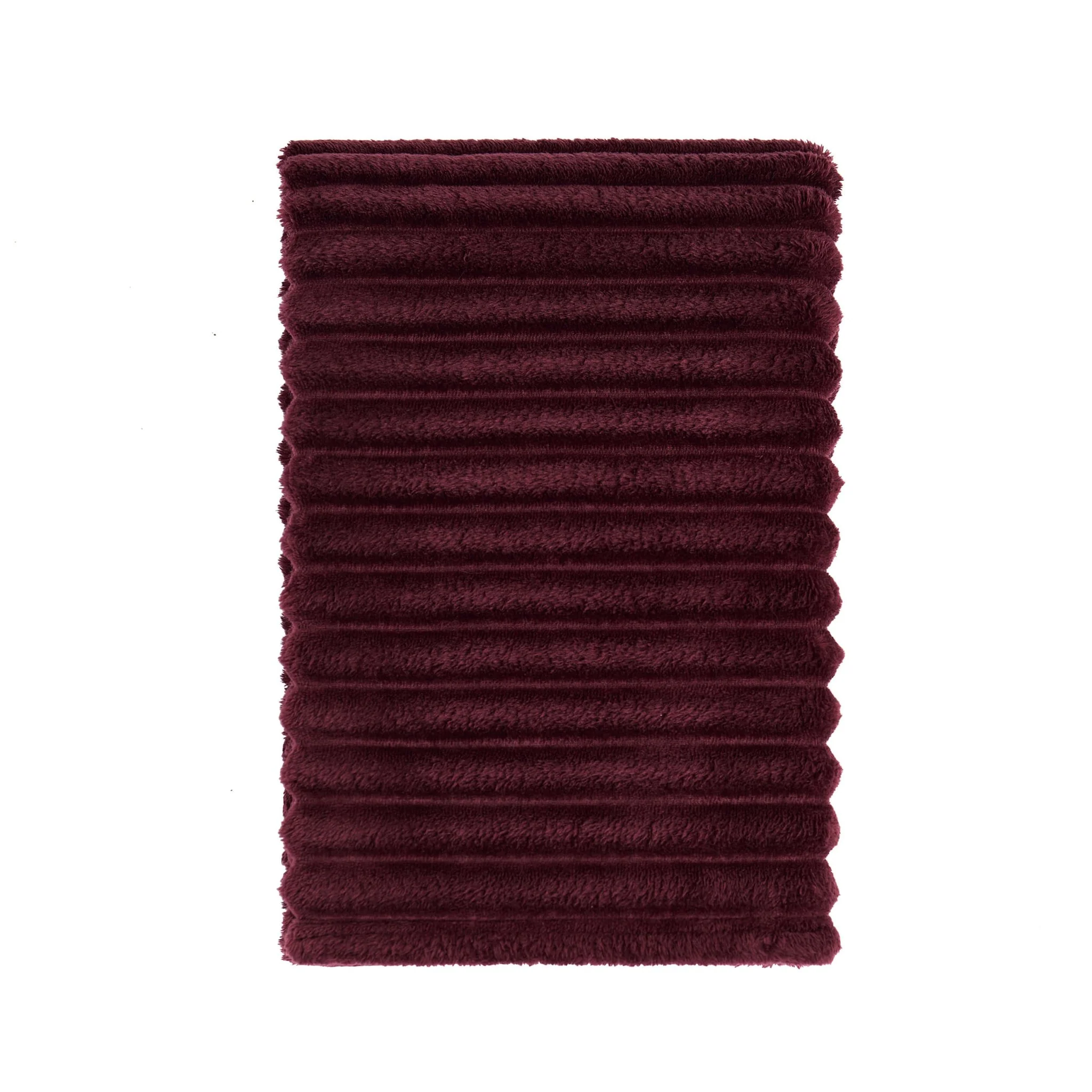 Ribbed Flannel Faux Fur Throw - Aubergine - Image 3