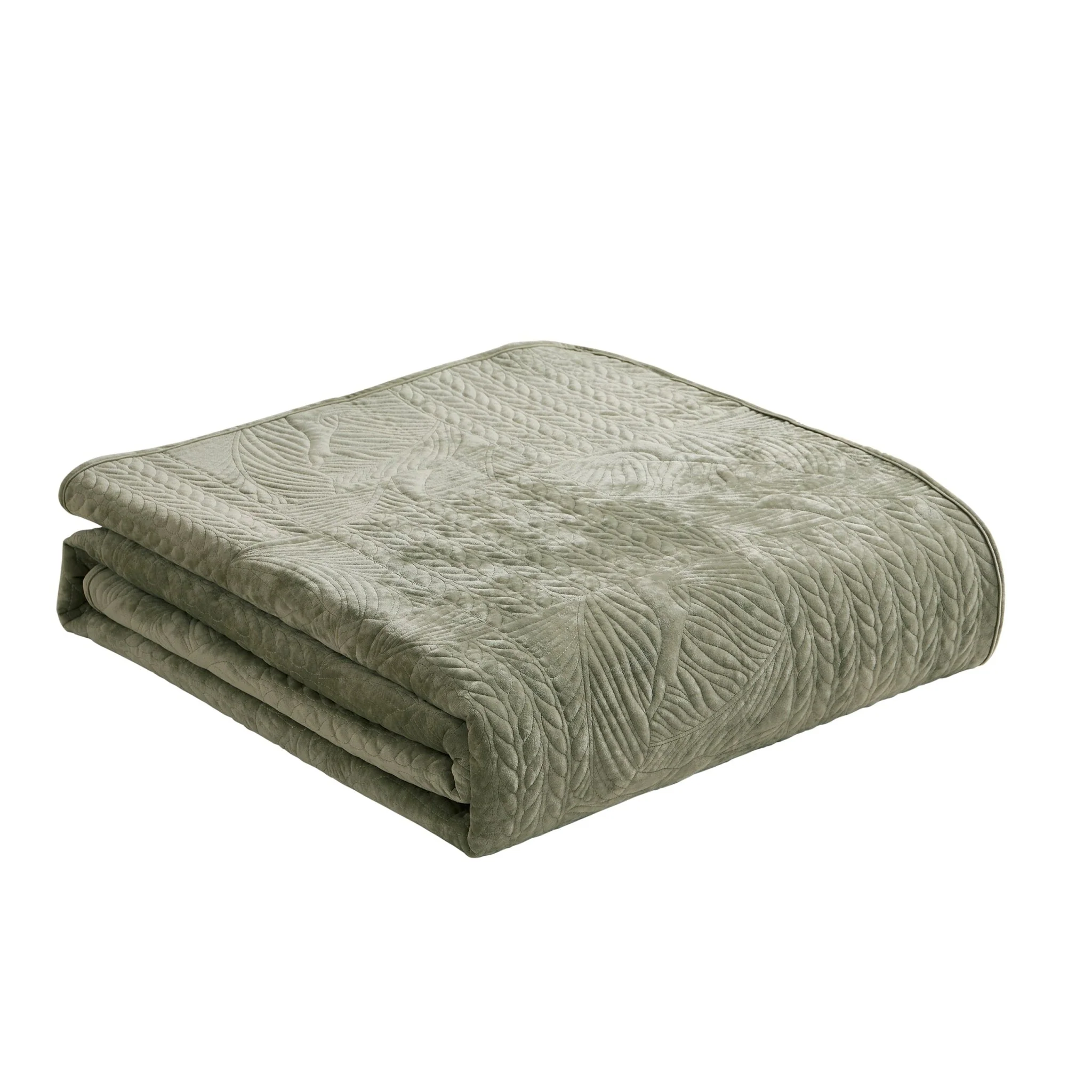 Rome Velvet Greek Matelasse Bedspread - Basil - Image 5