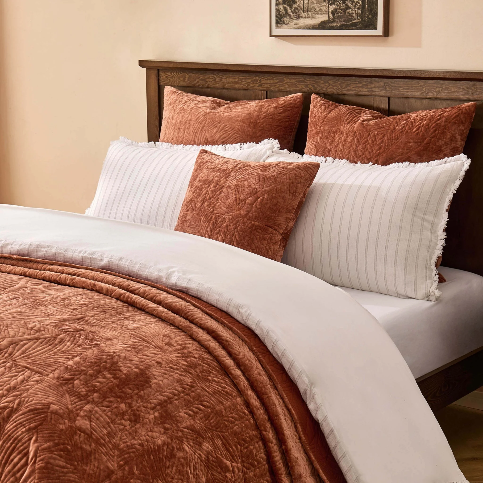 Rome Velvet Greek Matelasse Bedspread - Orange - Image 2