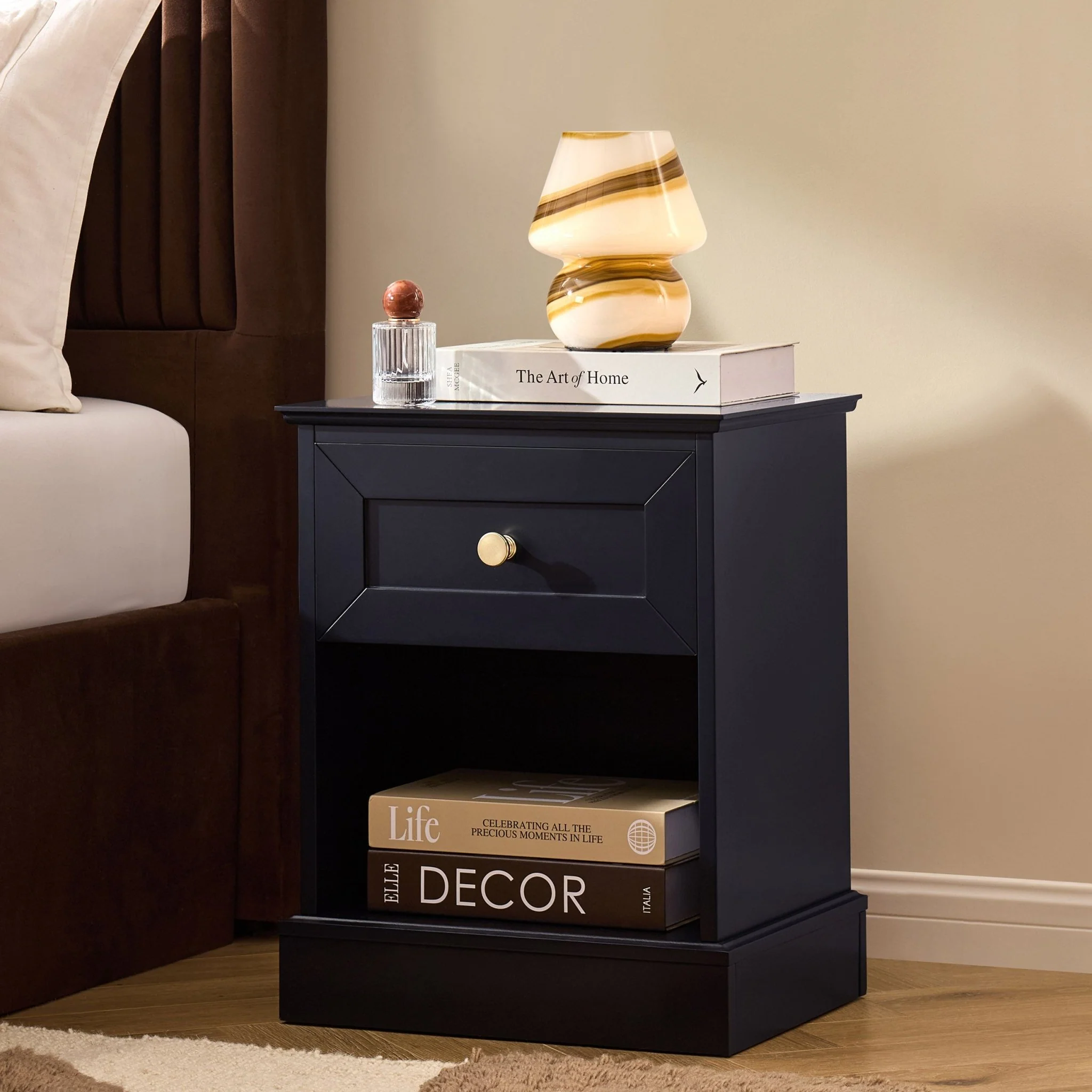 Ruby 1 Drawer Nightstand - Midnight - Image 2