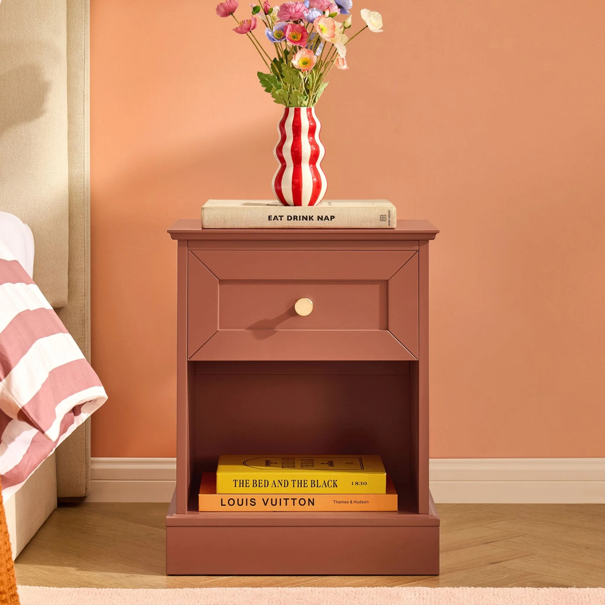 Ruby 1 Drawer Nightstand - Terracotta
