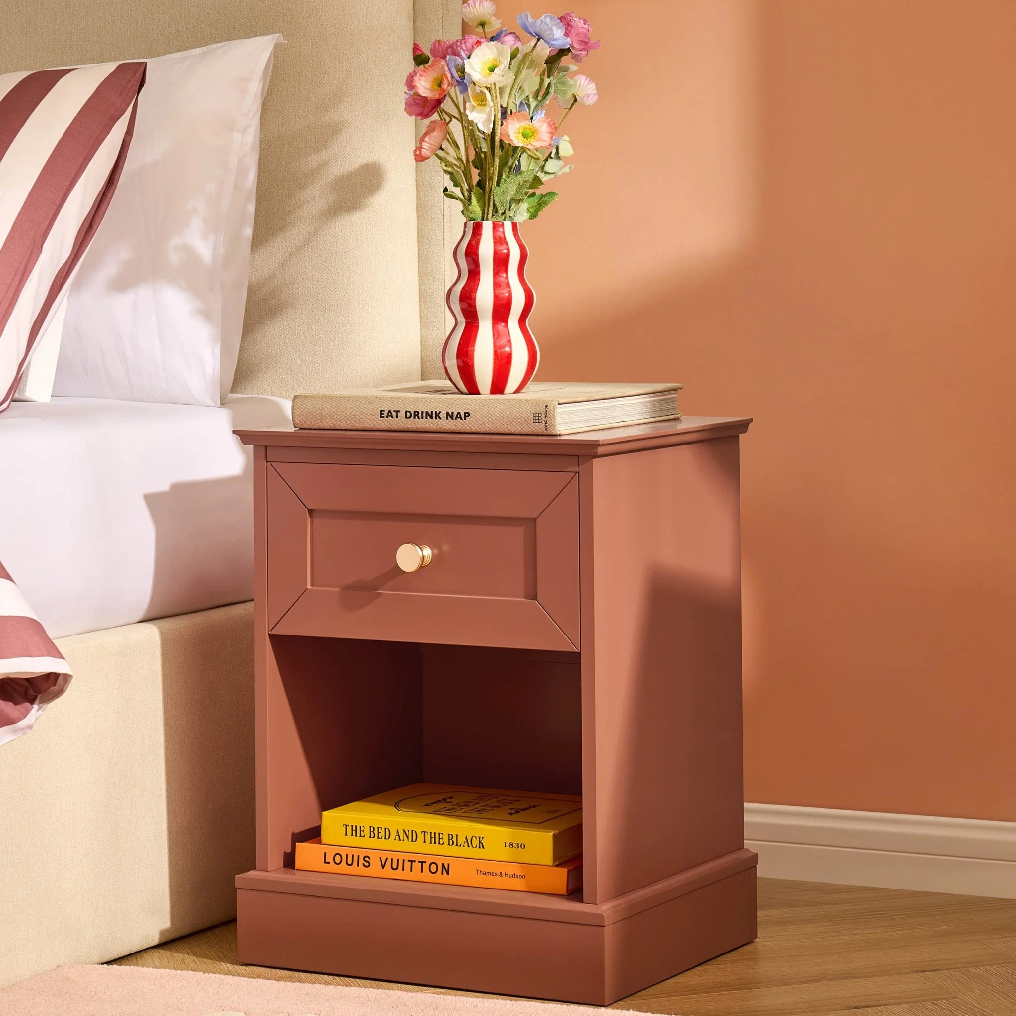 Ruby 1 Drawer Nightstand - Terracotta - Image 2