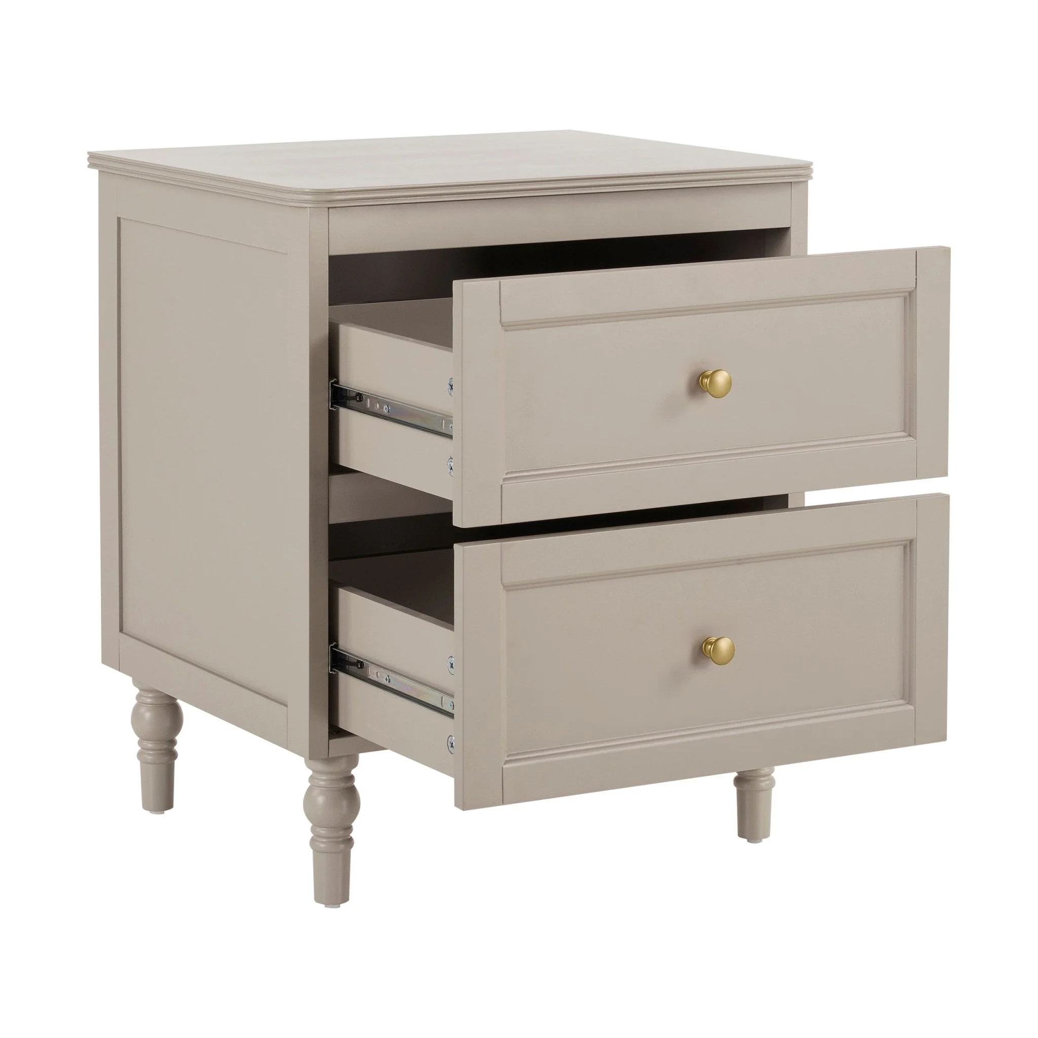 Ruby 2 Drawer Bedside Table - Taupe - Image 6