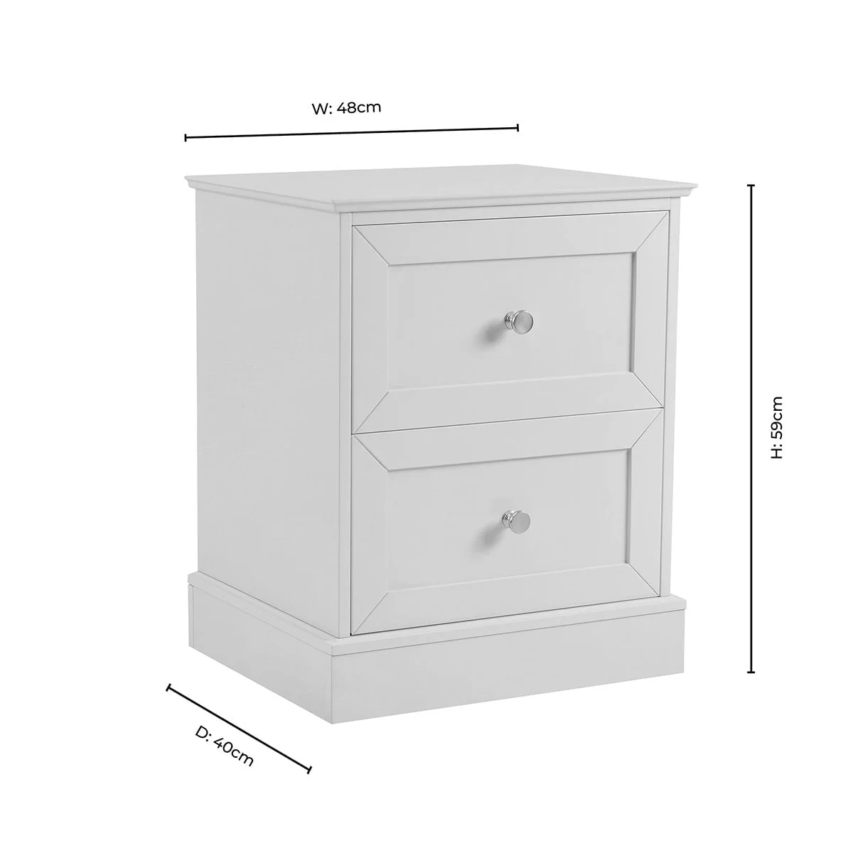 Ruby 2 Drawer Bedside Table - Cream - Image 8