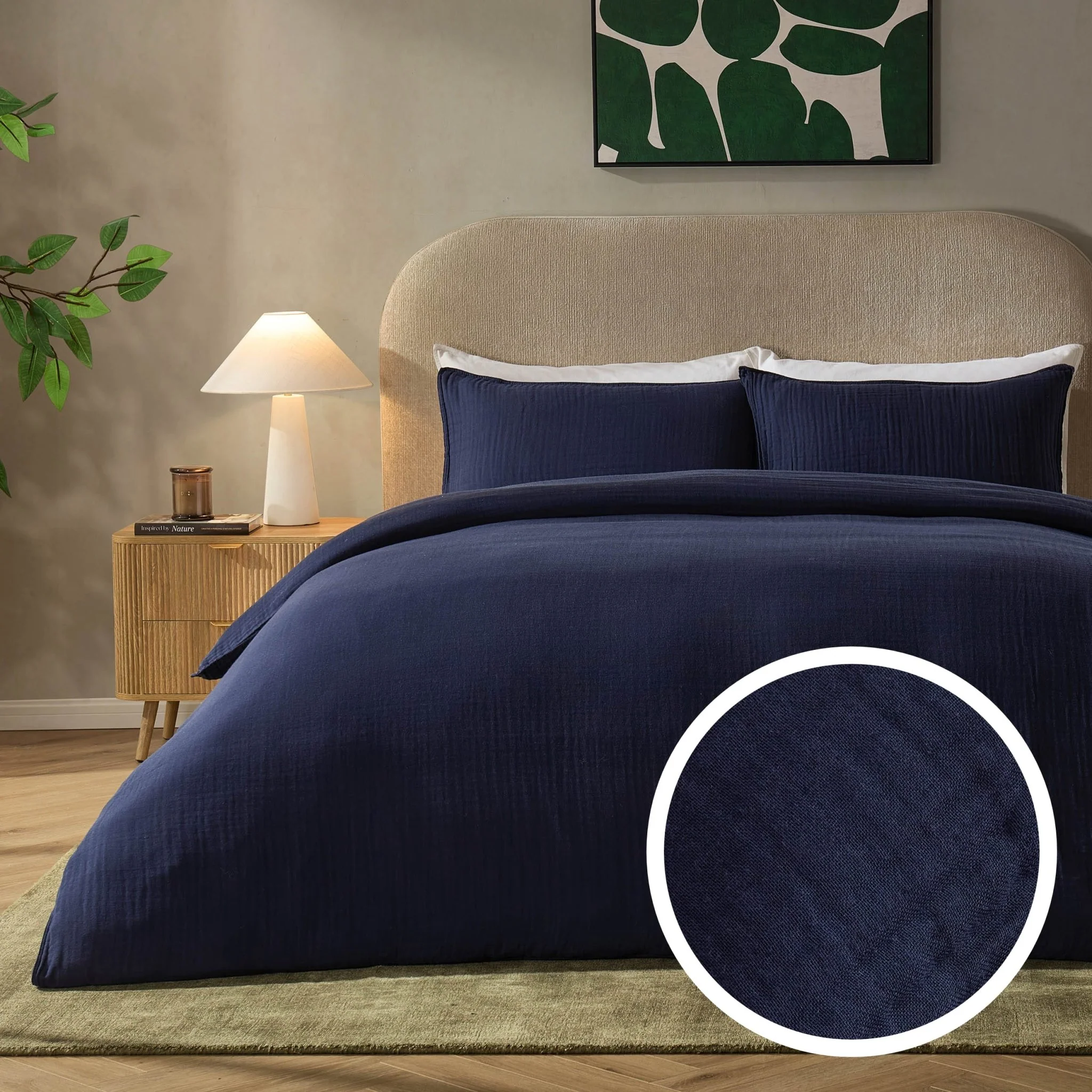 Santorini Muslin Duvet Cover & Pillowcase Set - Navy