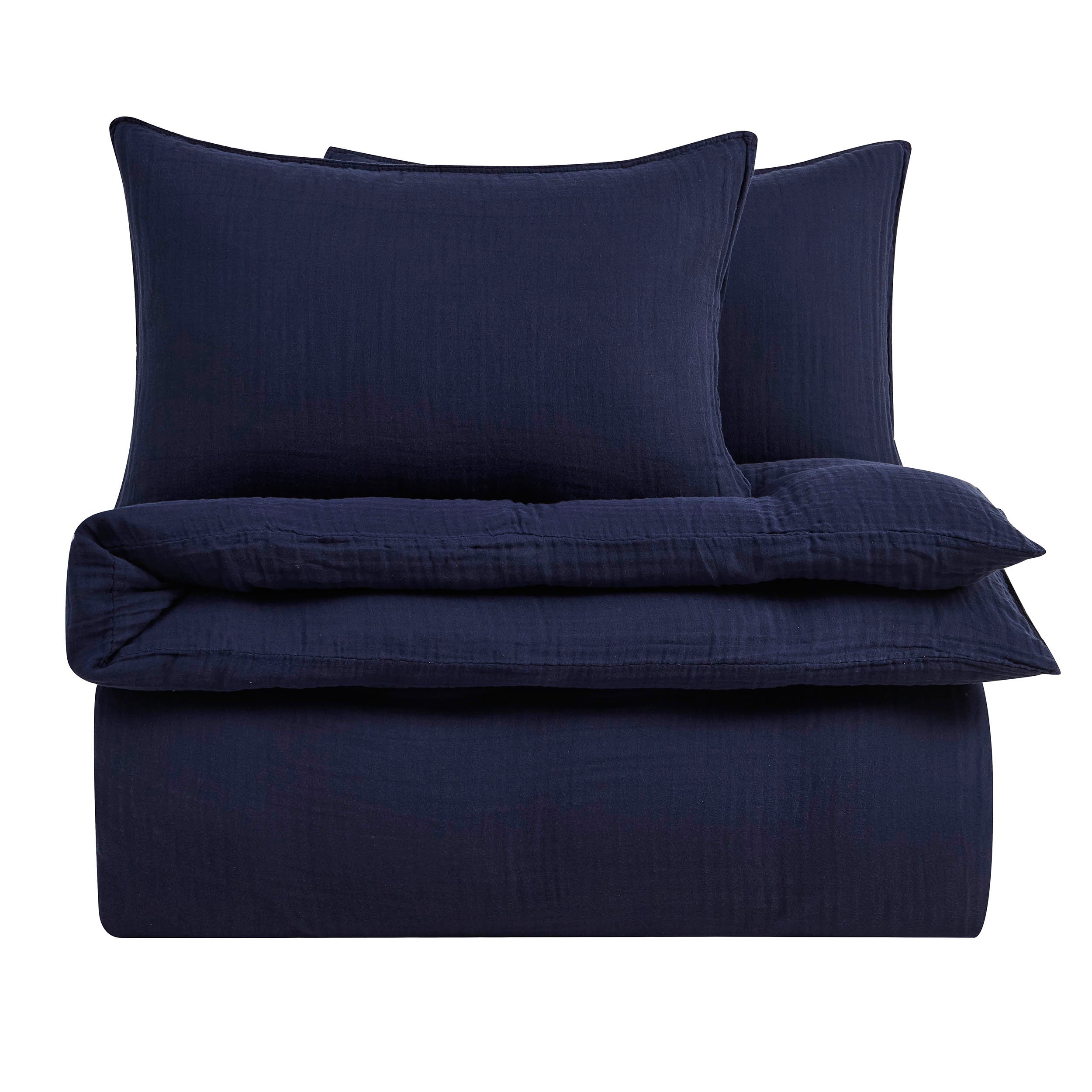 Santorini Muslin Duvet Cover & Pillowcase Set - Navy - Image 9