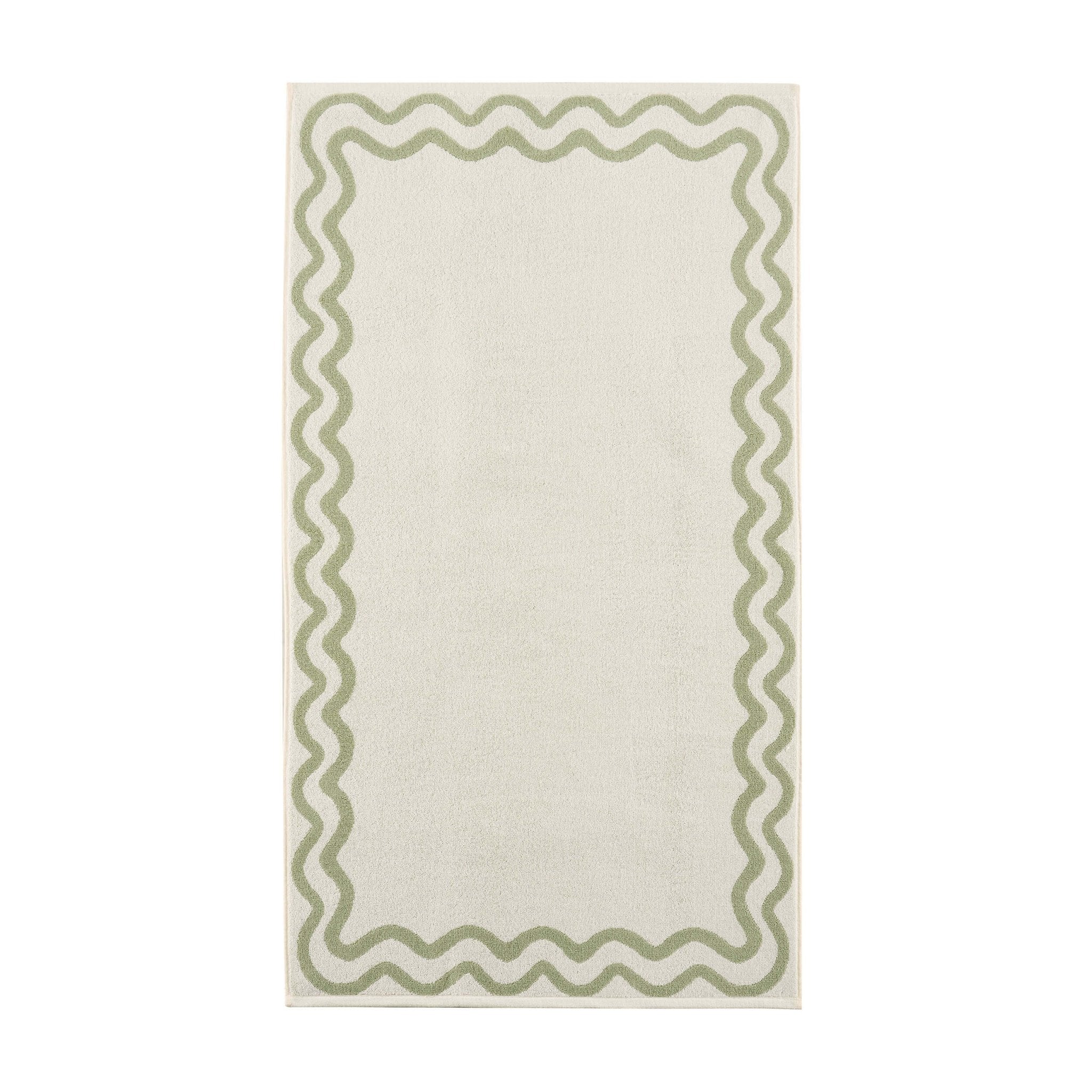 Scalloped Cotton Towels - Off-White/Olive - Image 6
