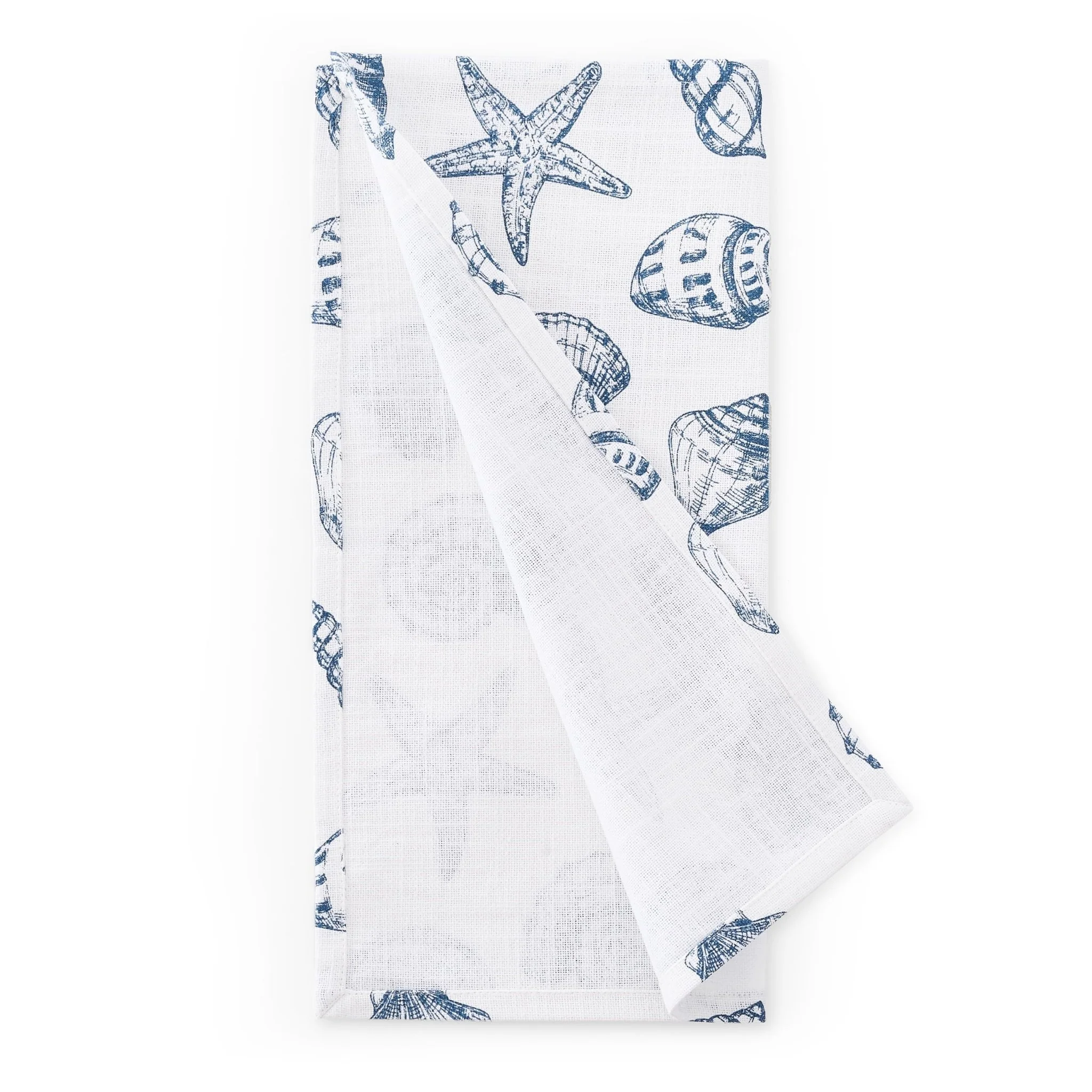 Seashell Print Set of 4 Napkins - Natural/ Blue - Image 3