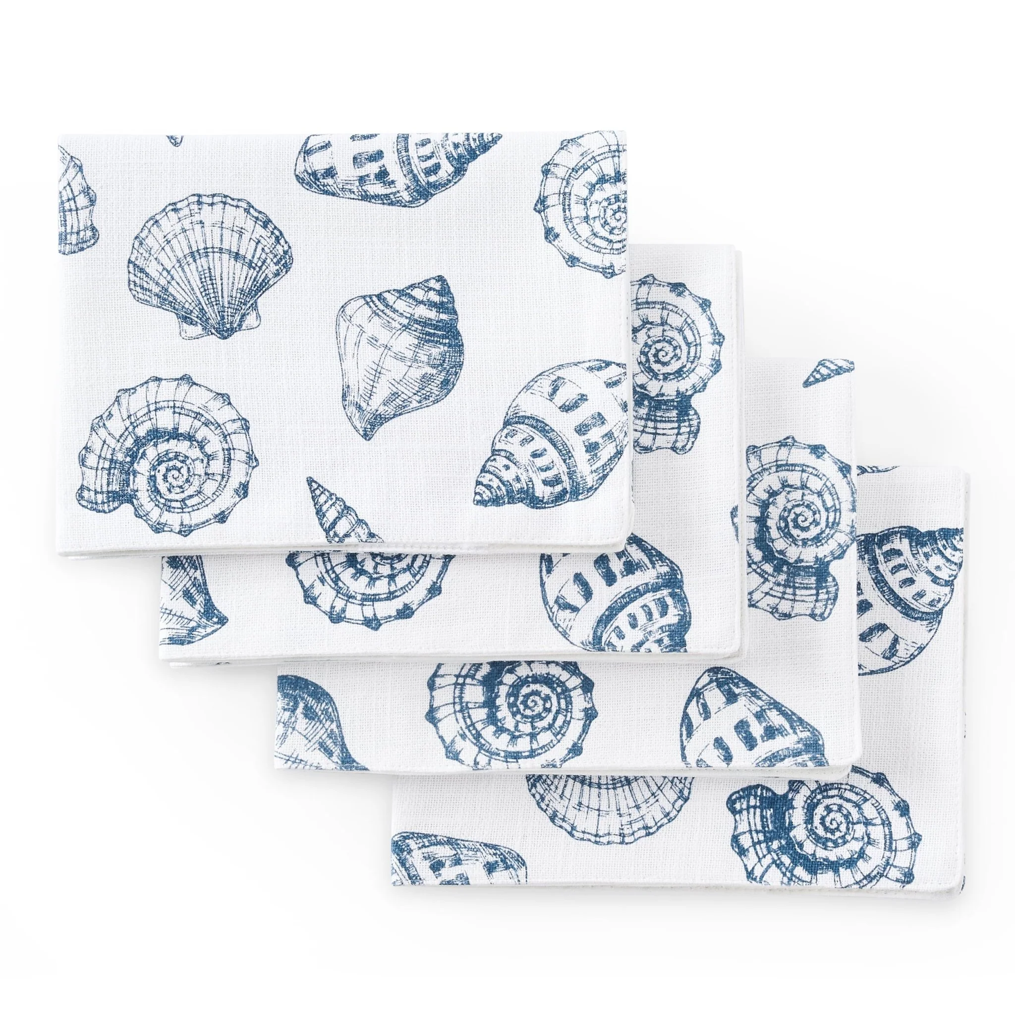 Seashell Print Set of 4 Placemats - Natural/ Blue - Image 4