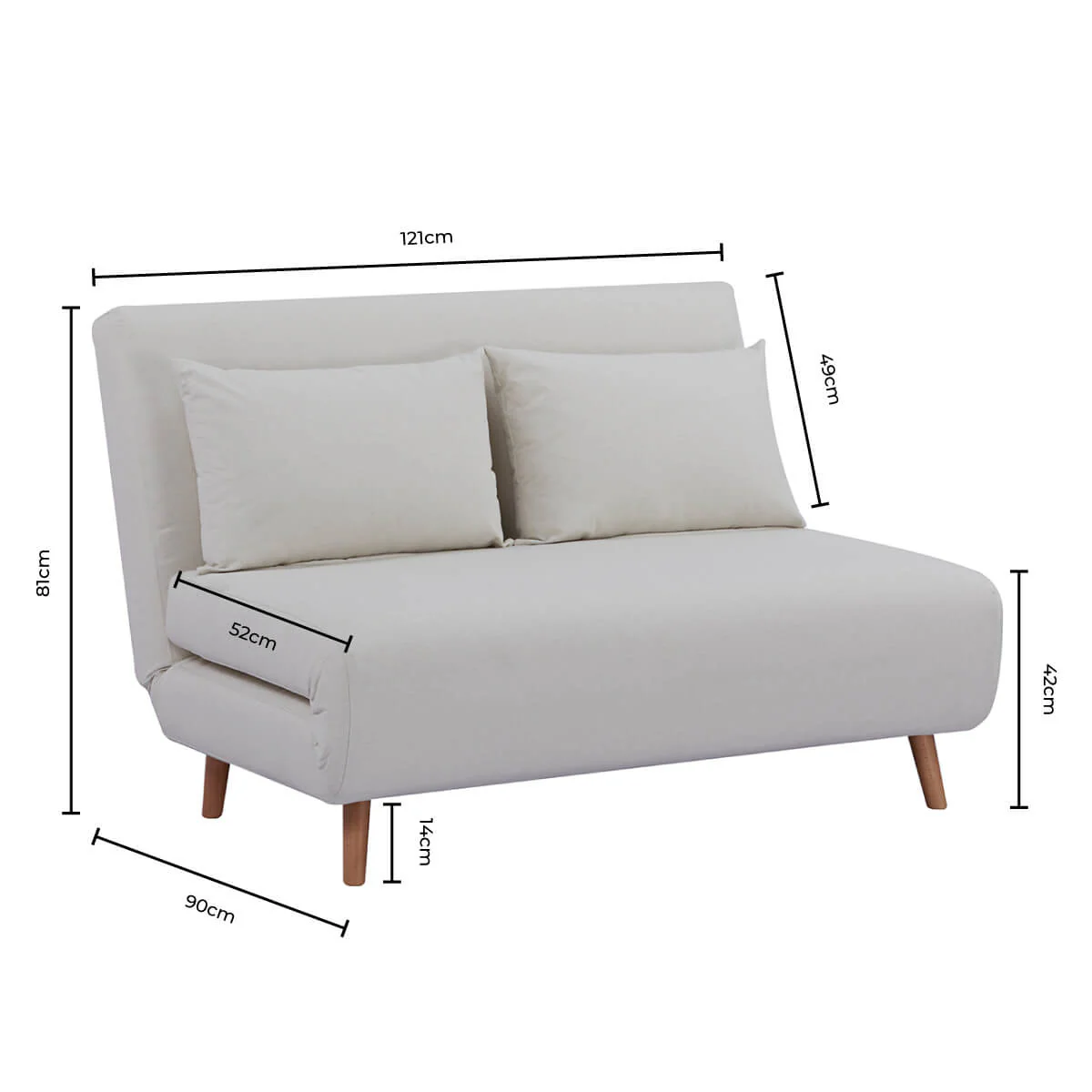 Seattle Double Click Clack Sofa Bed - Teddy Cream - Image 8