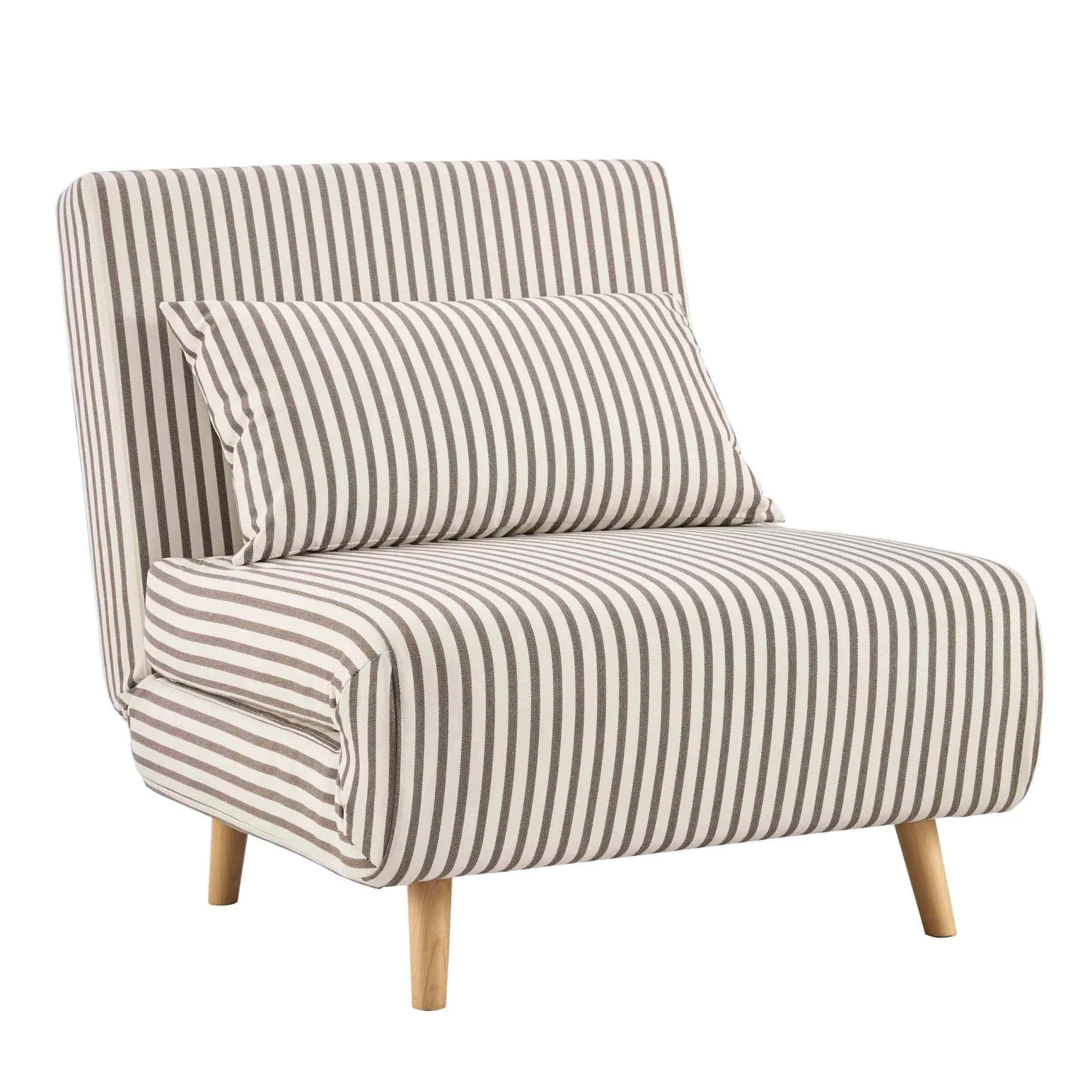 Seattle Single Click Clack Sofa Bed - Chocolate Stripe - Image 2