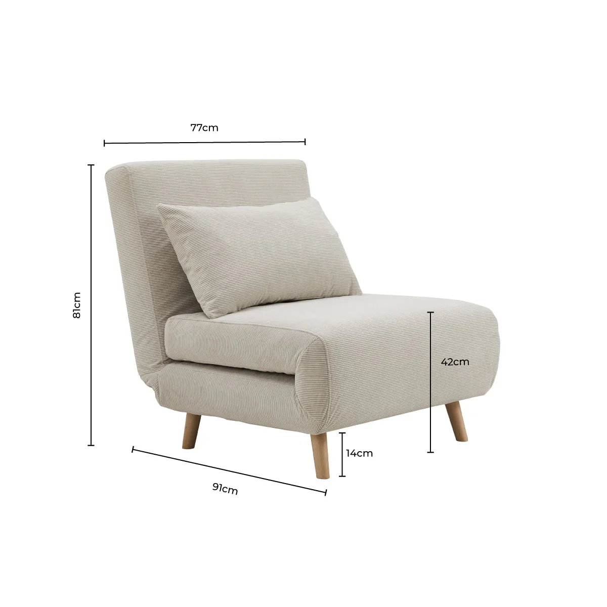 Seattle Single Click Clack Sofa Bed - Sand Stripe - Image 8